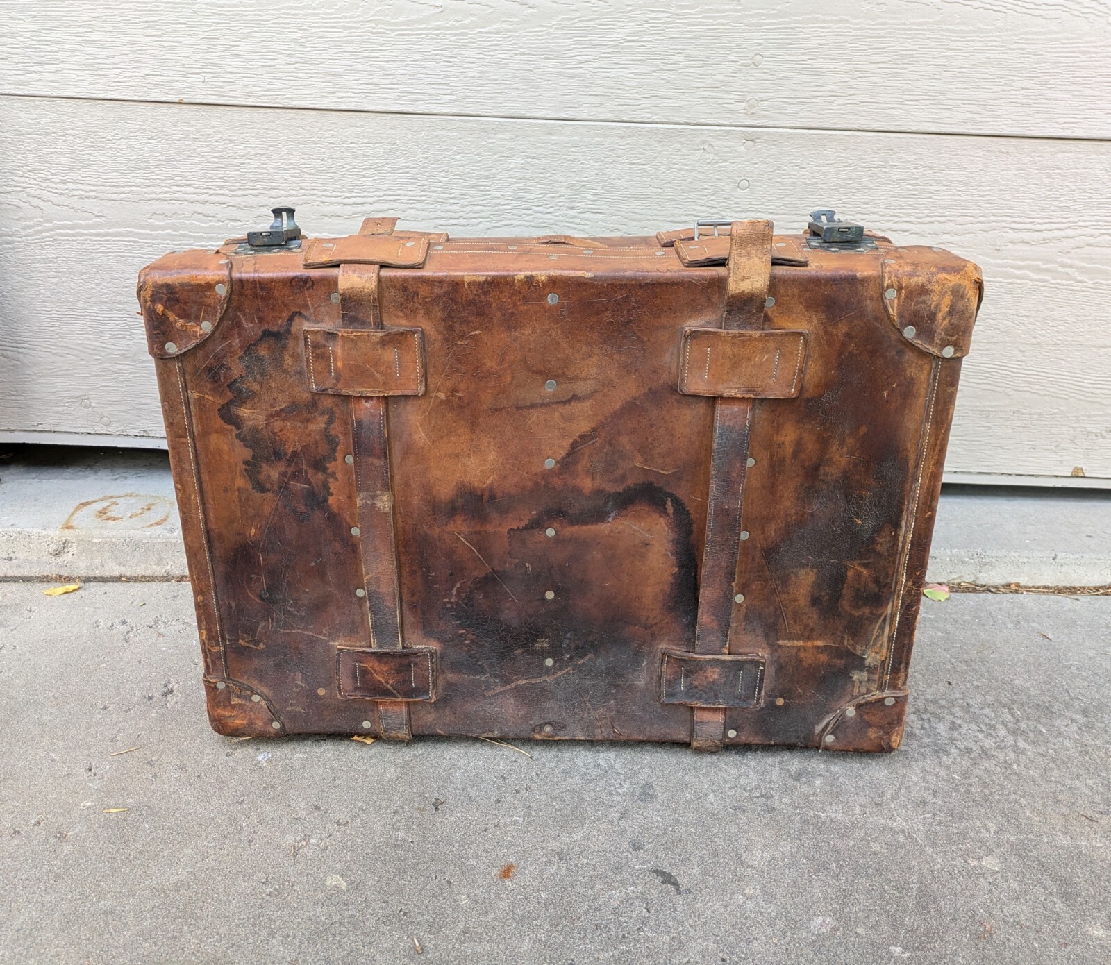 Antique Victorian Cowhide Leather Steamer Suitcase Trunk – Travel/Luggage