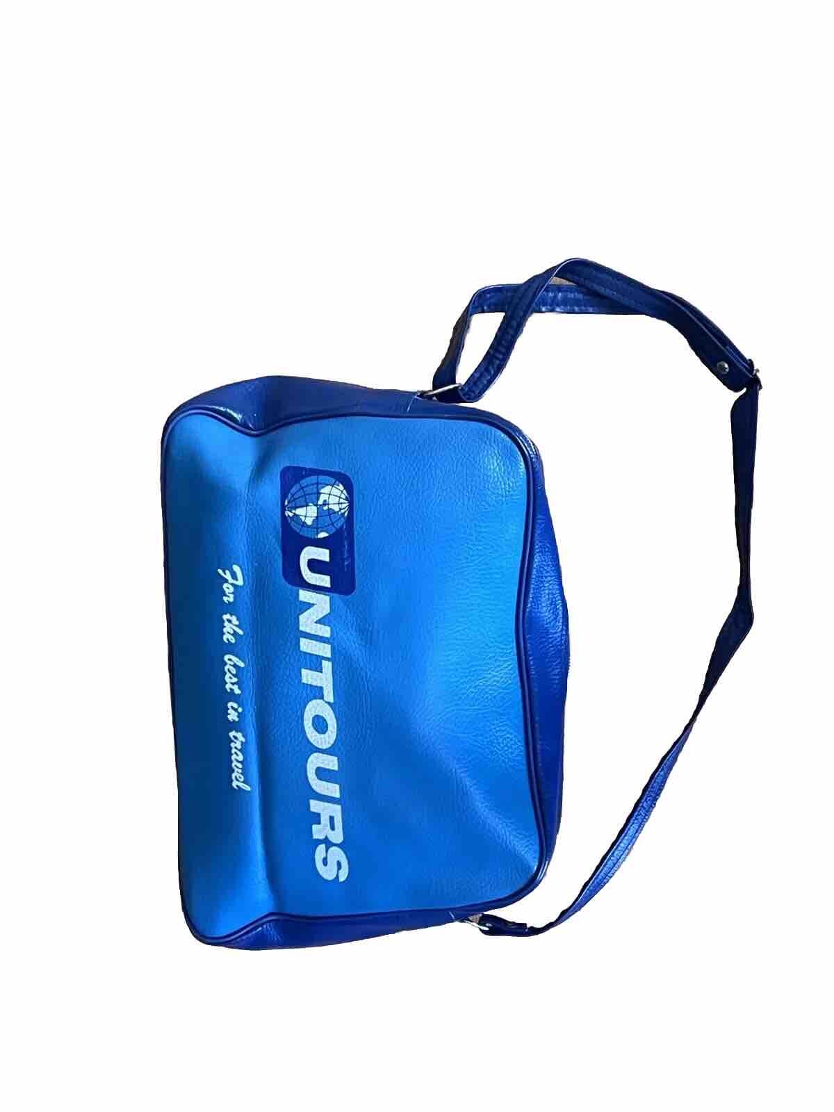 Vintage 1970’s Panam Style Naugahyde Explorer Blue Travel Bag for Club Universe