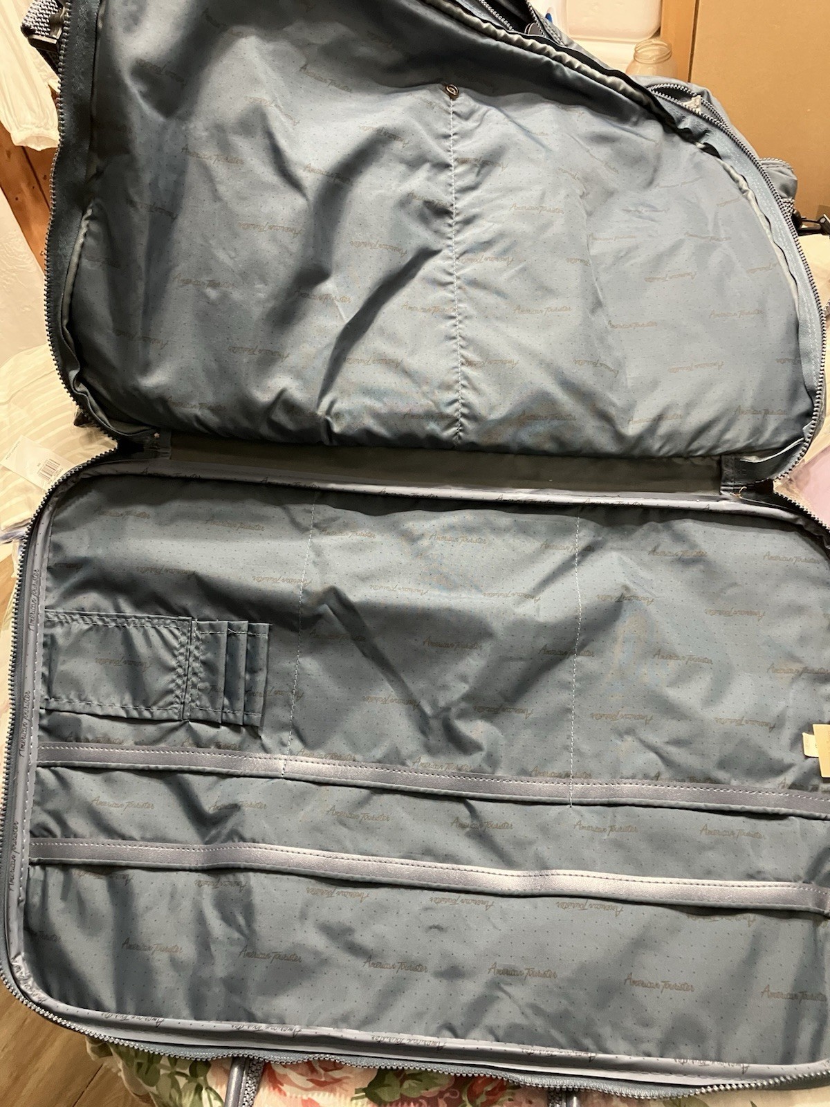 American Tourister Vintage Grey Canvas Carry On Bag