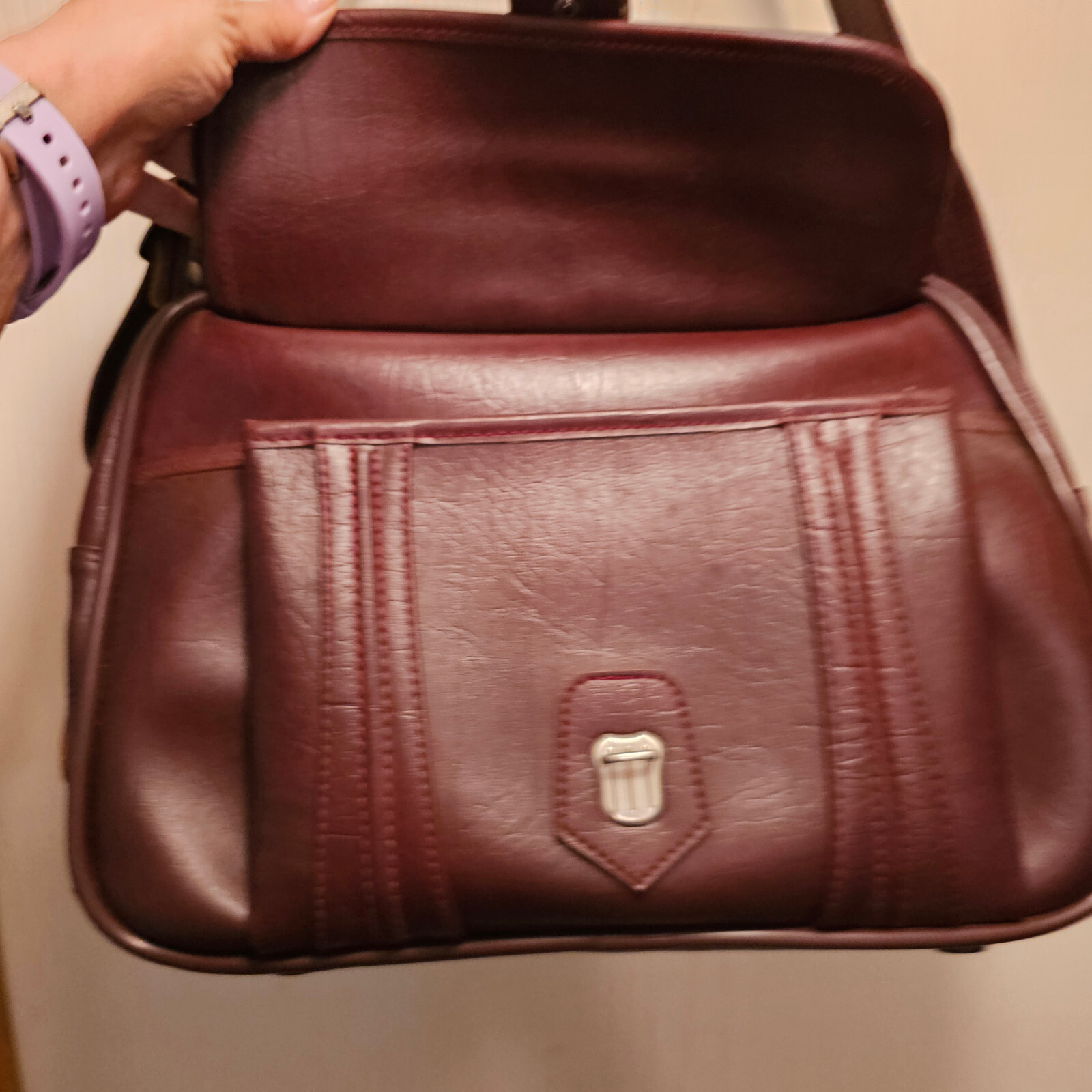 VTG American Tourister 1975 Faux Leather Carry-On Shoulder Luggage Bag W/Strap