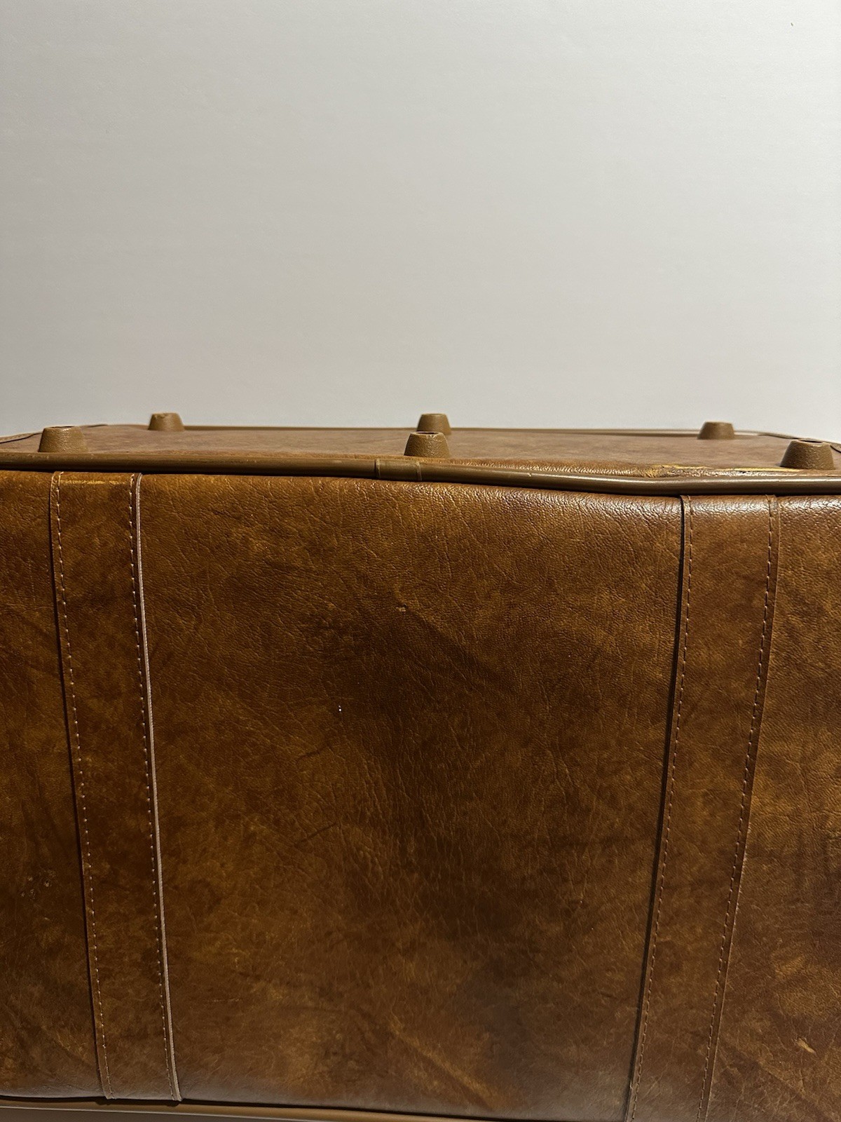 American Tourister Hard Faux Leather Brown Suitcase Locking Vintage 1970s