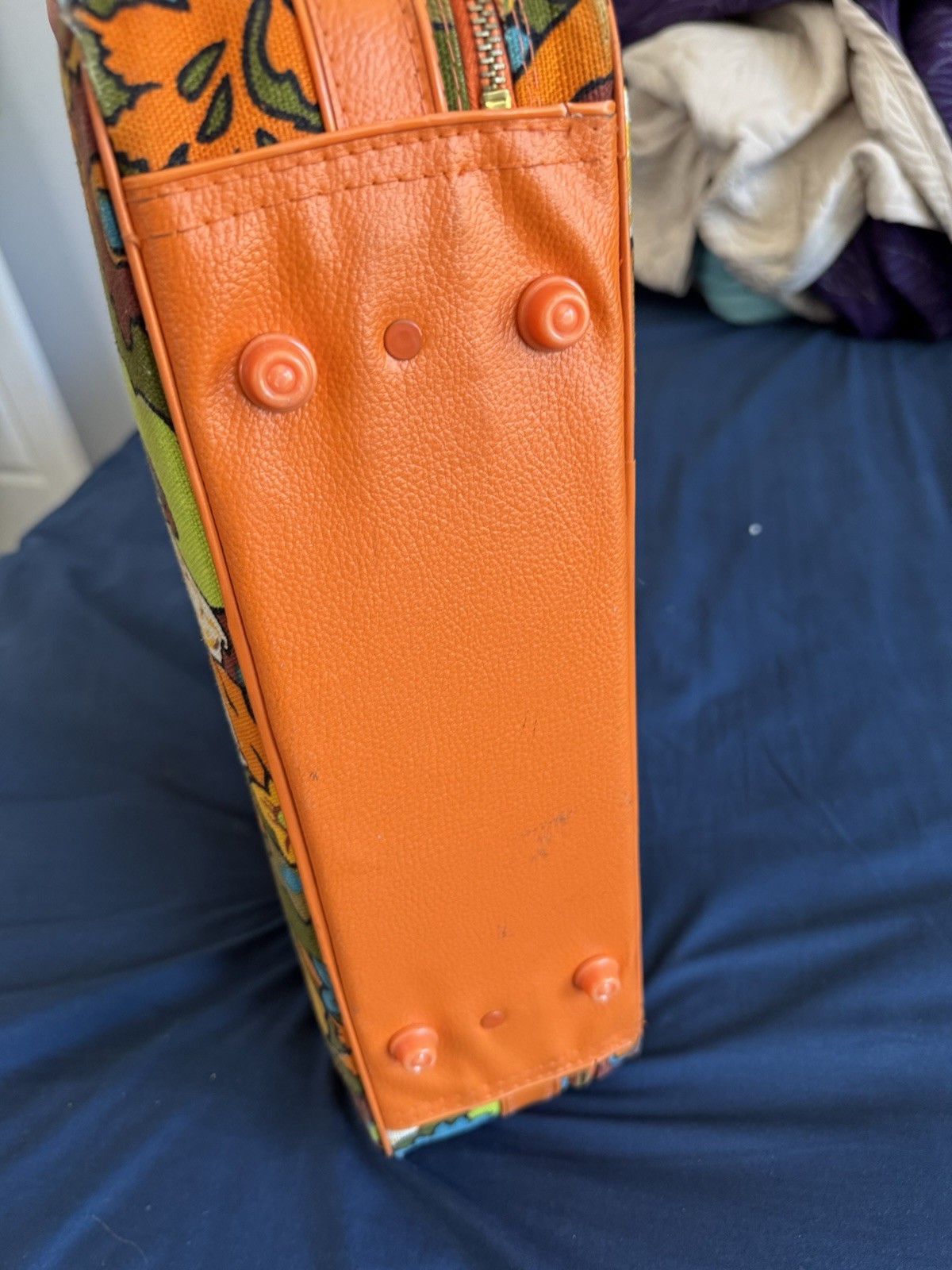 Vintage Flower Power Suitcases (3) Orange Travel Baggage