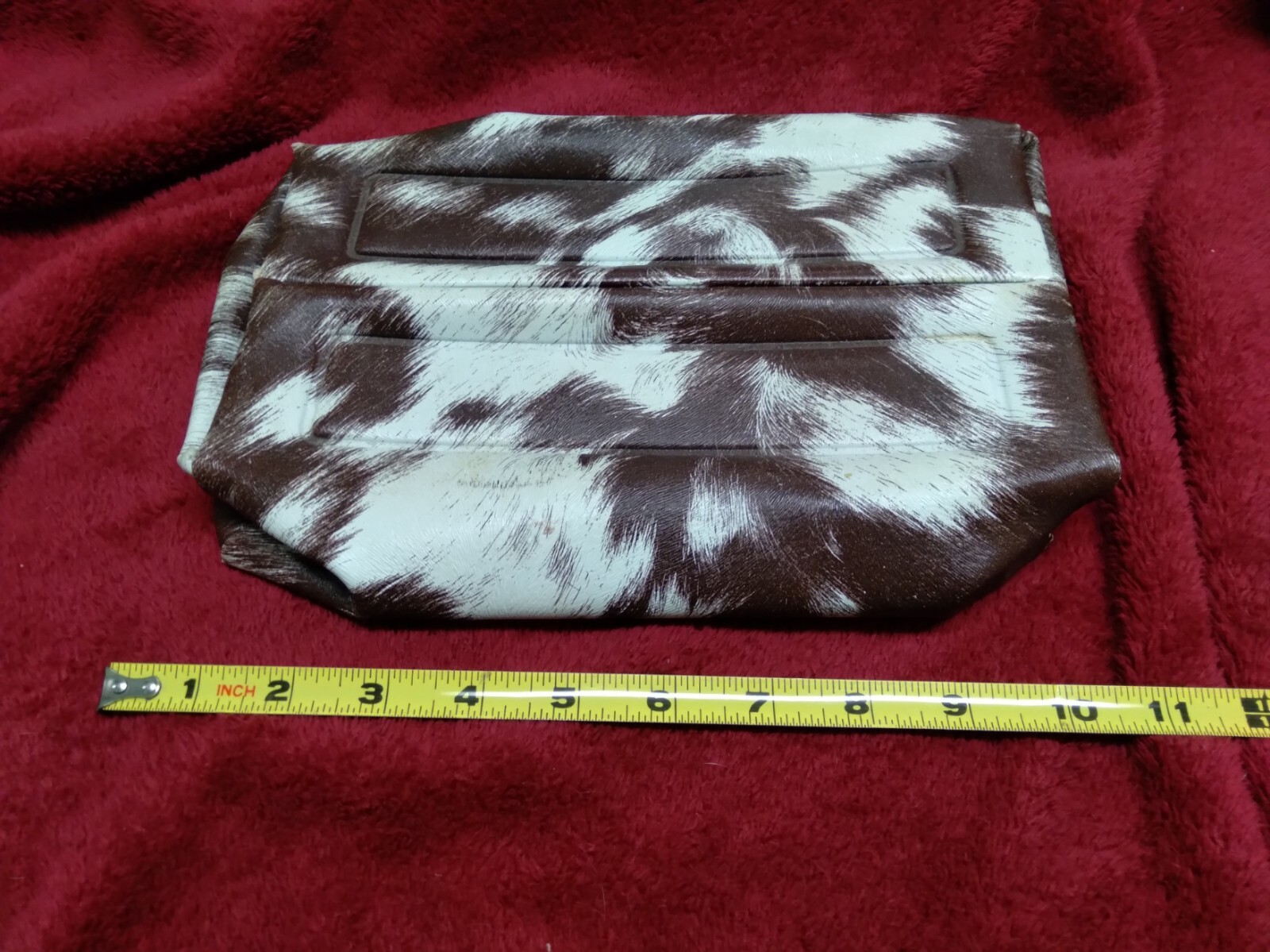 Vintage Vanity Bag / Case – Cowhide Style – Locking Hinged Lid Openings