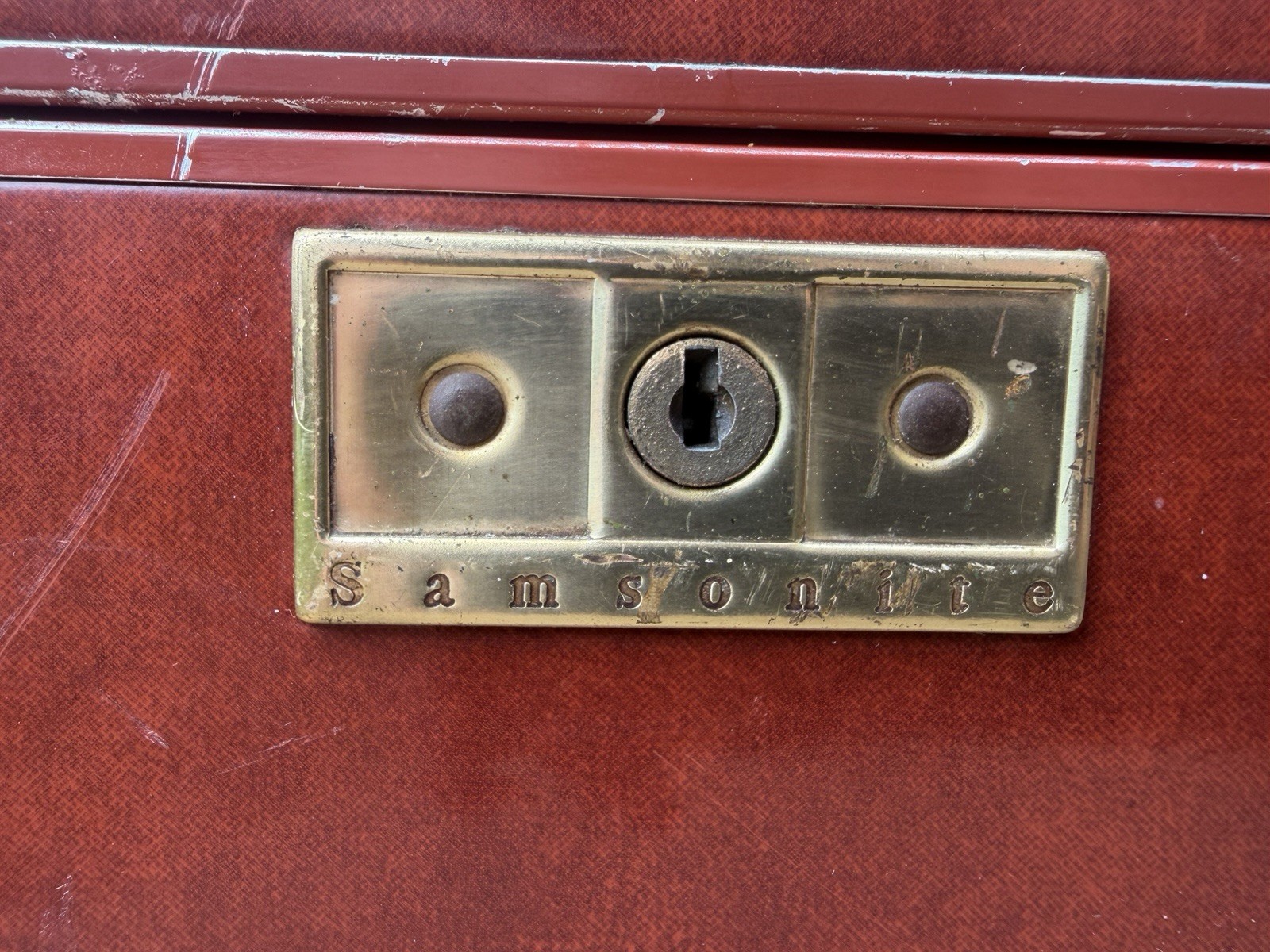 Vintage 4612 Samsonite Shwayder Leather Luggage Train Case Camel Brown NO key