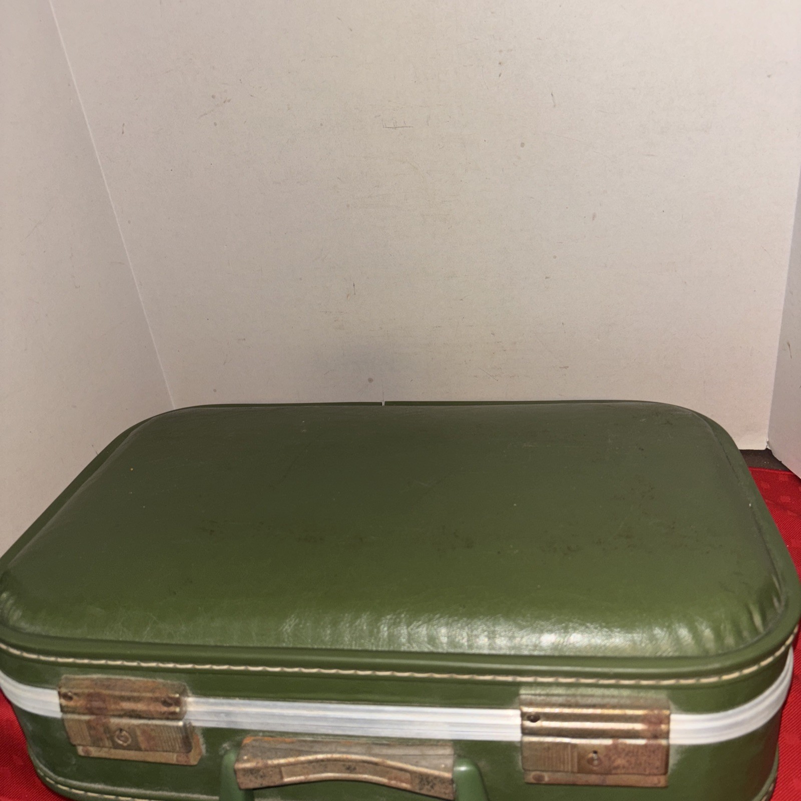 Vintage Travel Hard Case Small 15.5” Overnight Luggage Suitcase Green-EstateFind