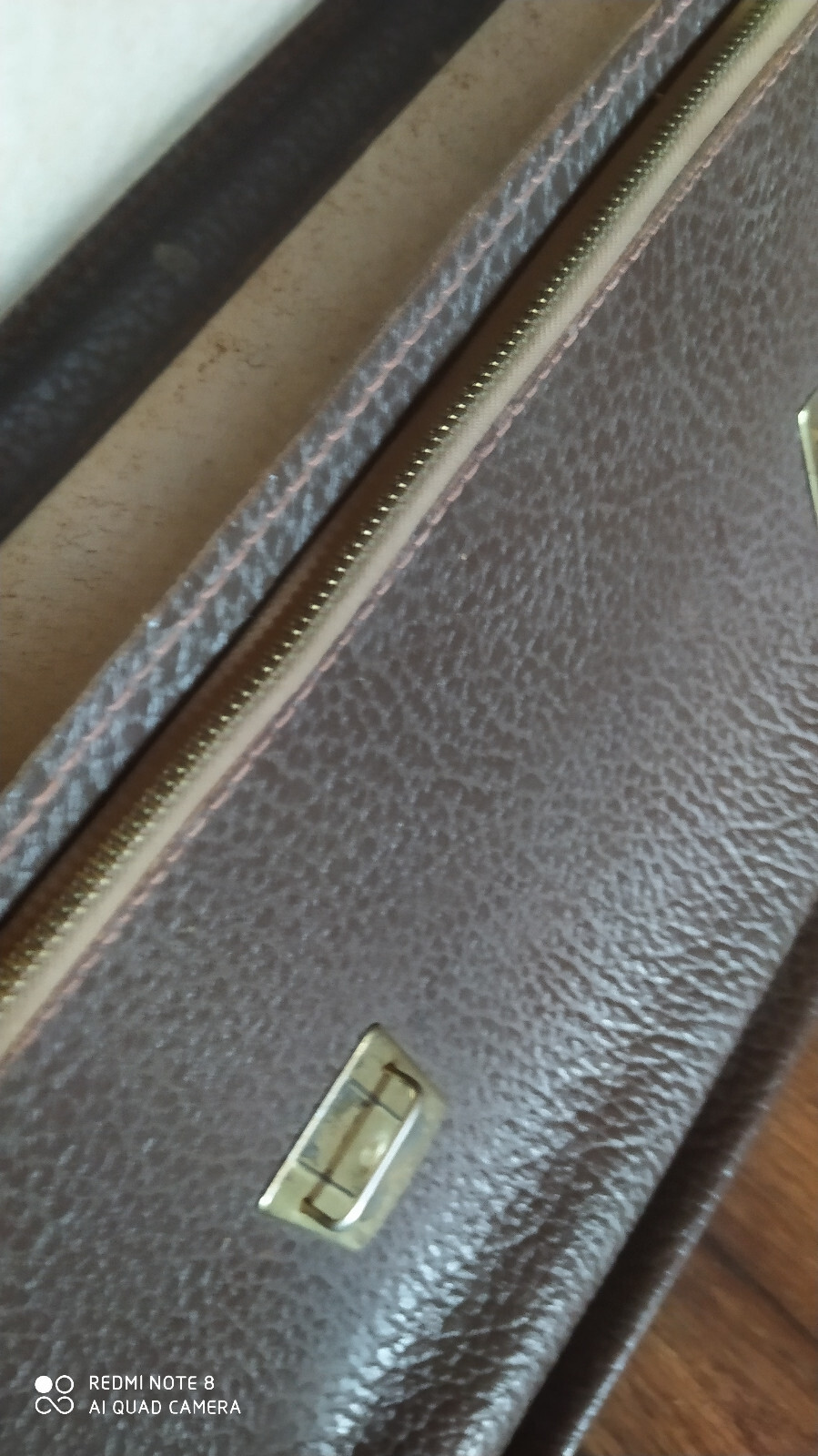 Vintage 60s Vegan Leather Hand Bag Retro Business Travel Luggage Case