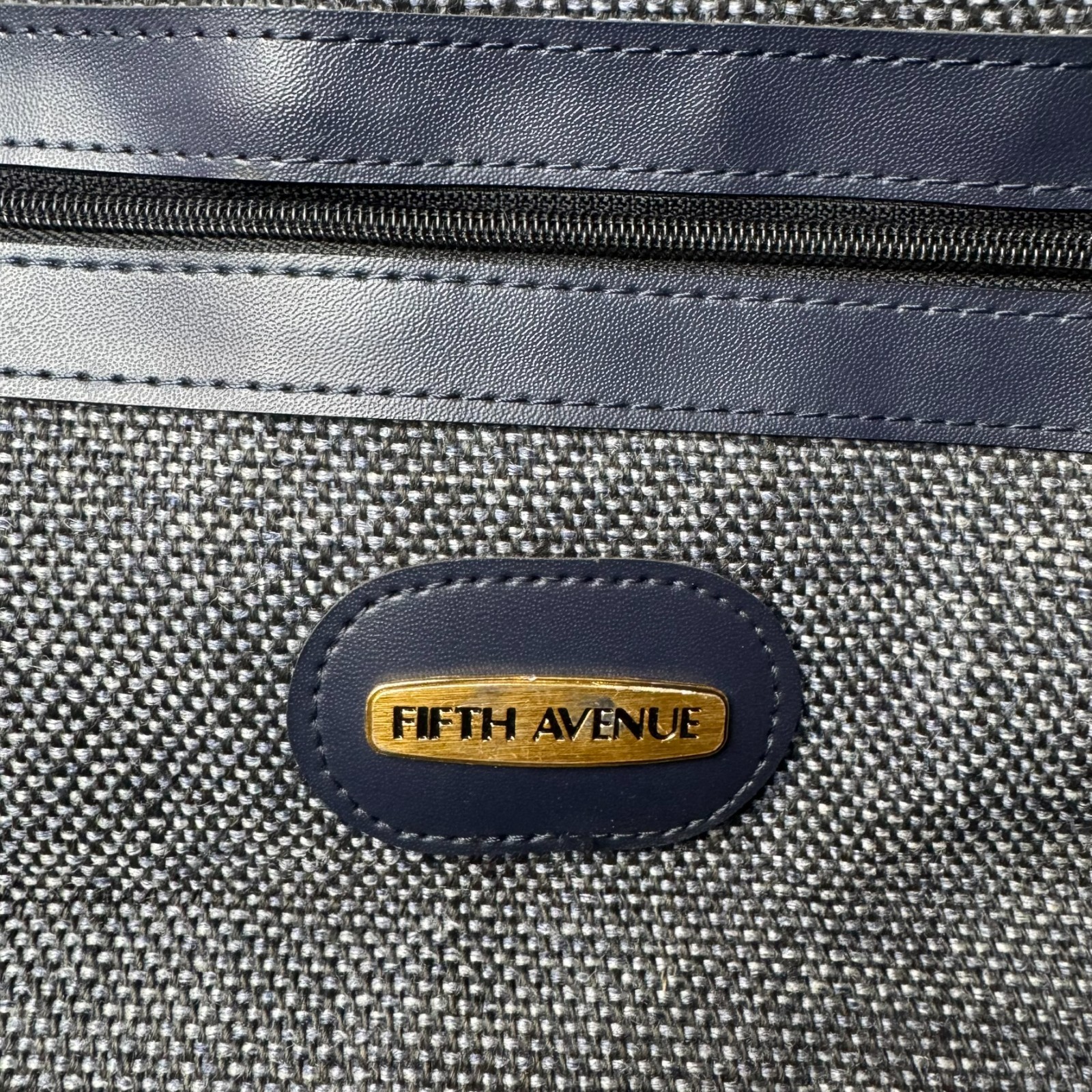 Fifth Avenue Vintage Blue Gray Tweed Garment Bag Travel Luggage Carry On