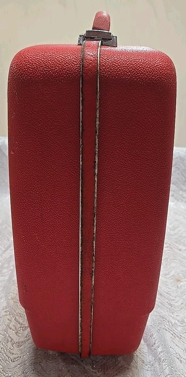 Vintage Sears Forecast Suitcase Red 21” Hard Case Luggage Mid Century No Key MCM