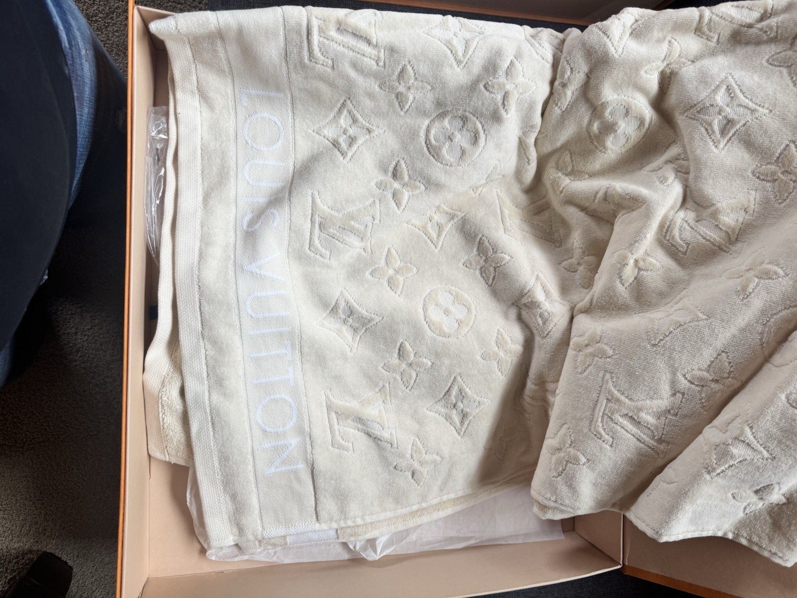 Louis Vuitton Towels. LVacation Monogram Embroidered Beach Towel Beige set of 2