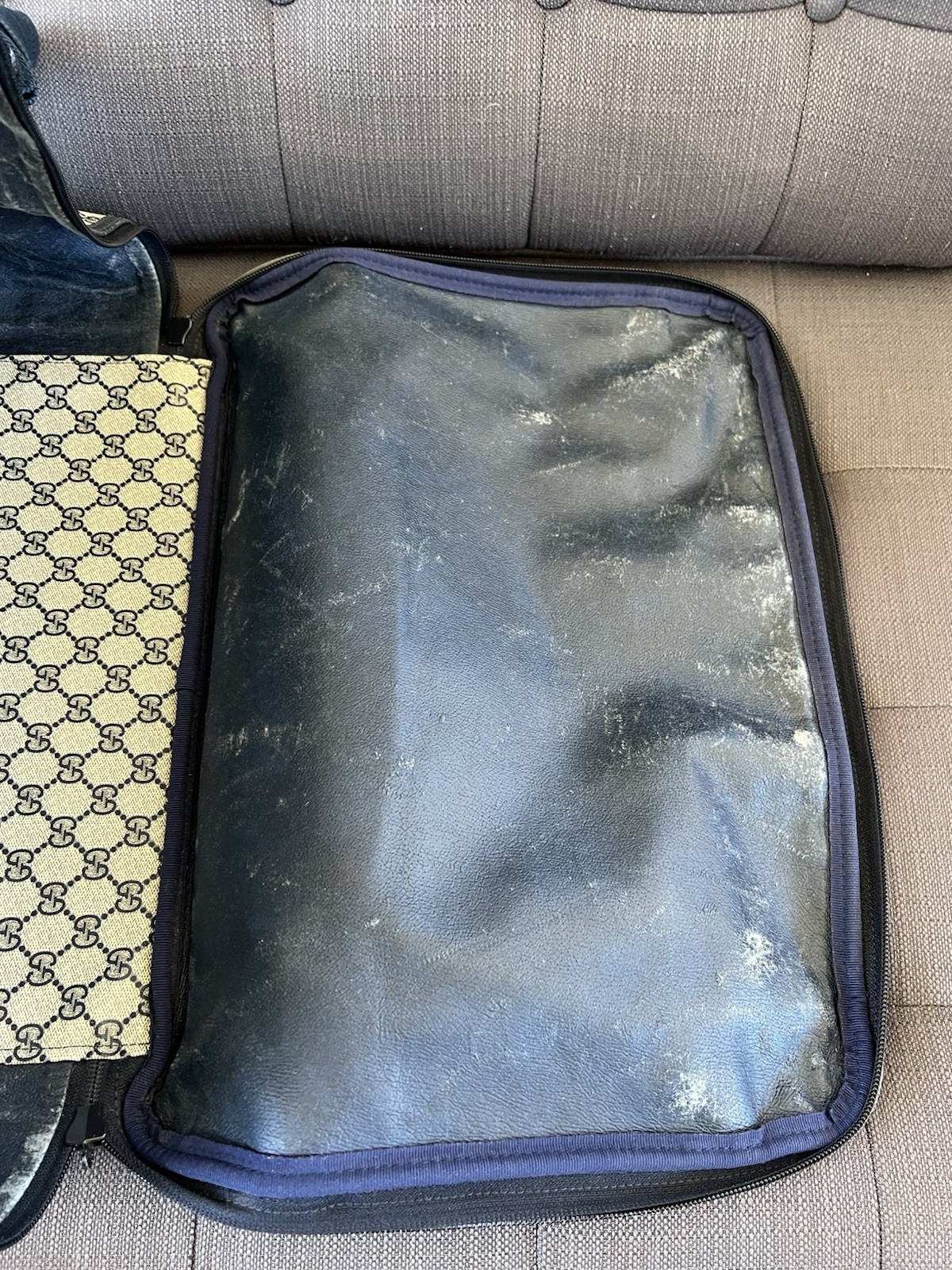 Authentic Vintage 1970s GUCCI Blue GG Monogram Coated Canvas Pilot Travel Bag