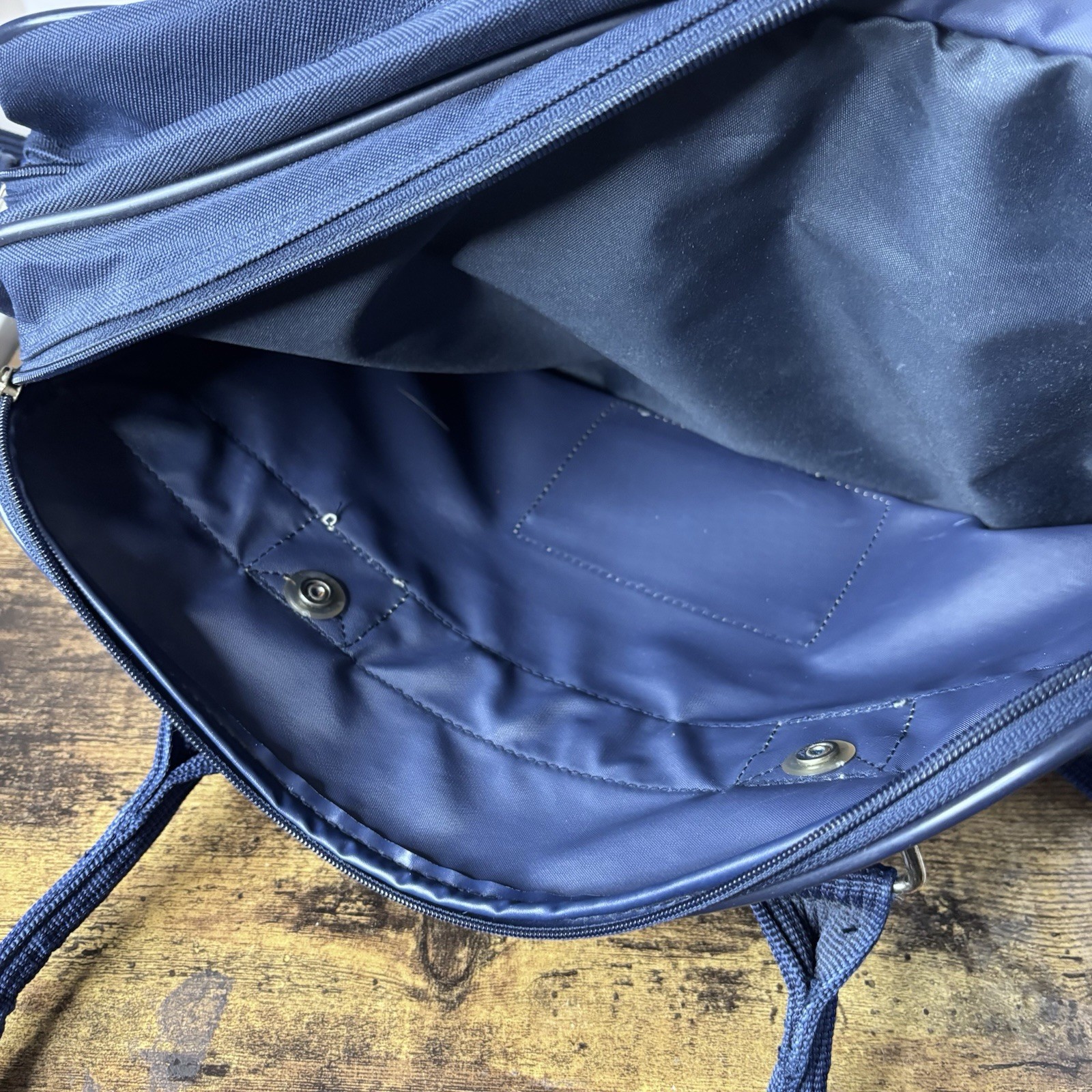 Jaguar Travel Bag Overnight Weekender Classic Navy Blue with Brown Leather VTG