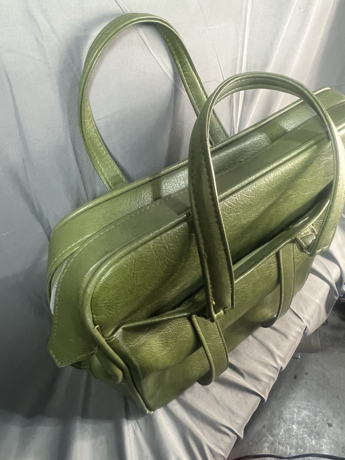 Vintage Samsonite Silhouette Denver, CO Green Zipper Carry-on Train Bag Handles