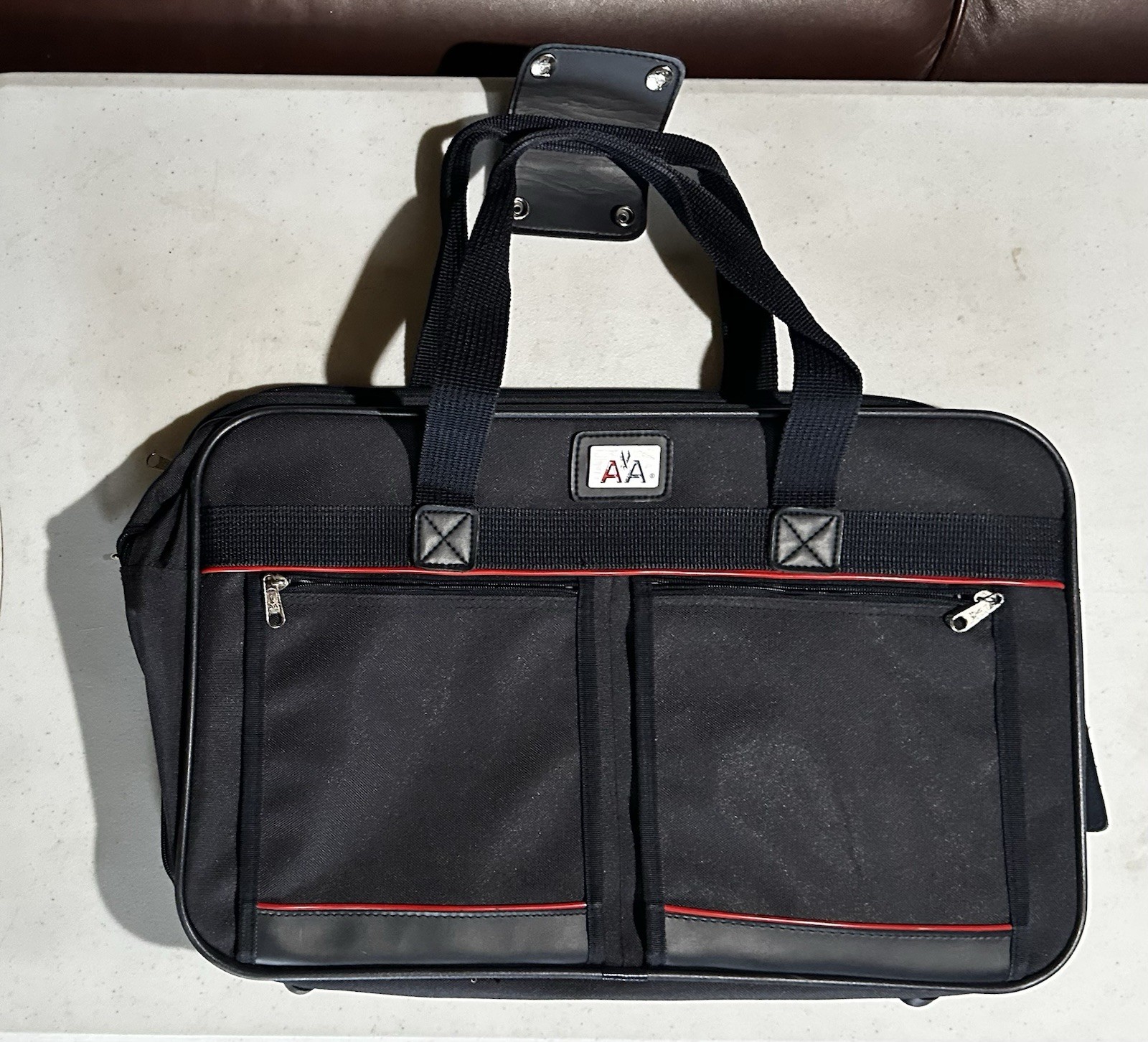 Vintage American Airlines Luggage Soft Sided Blue Canvas Case With Lock and Key