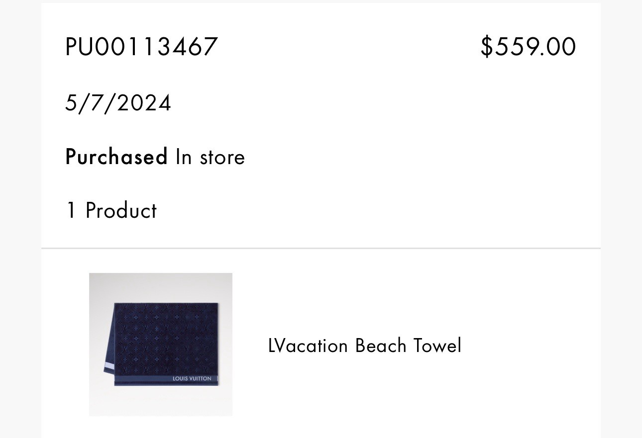 Louis Vuitton Towels. LVacation Monogram Embroidered Beach Towel Beige set of 2