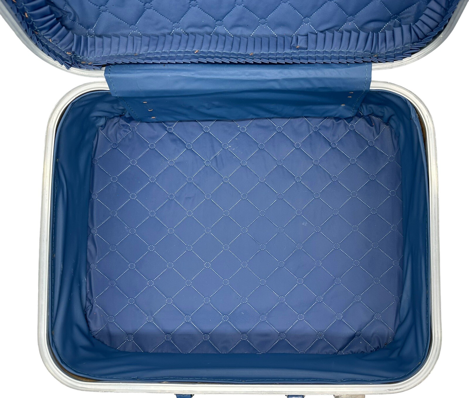 Vintage Blue Go Go Child’s Suitcase Hardside Going to Grandmas Rainbow Pencil