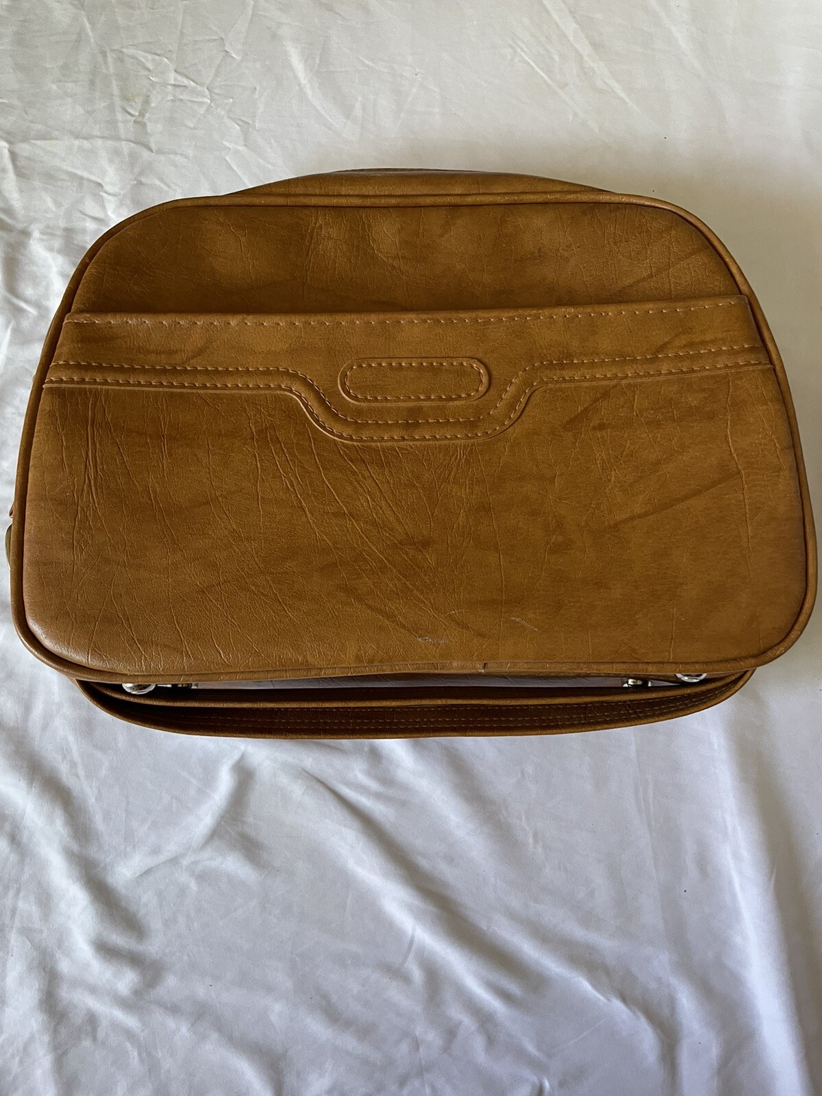 Vintage Samsonite Camel Brown Vinyl Shoulder Tote Carry-On Luggage