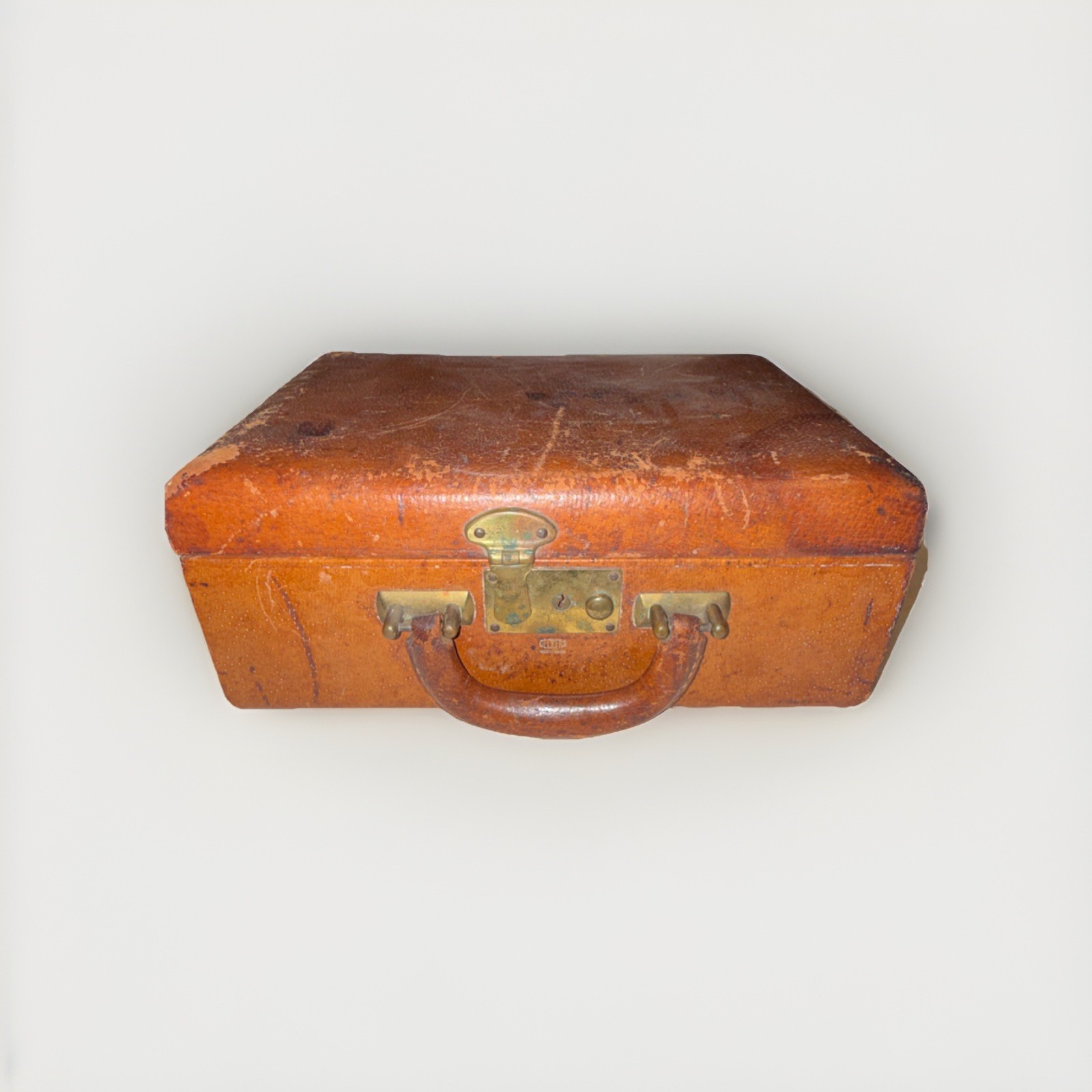 Vintage GECKERS Washington Genuine Pigskin Train Case 1930s-40s Vanity Mirror