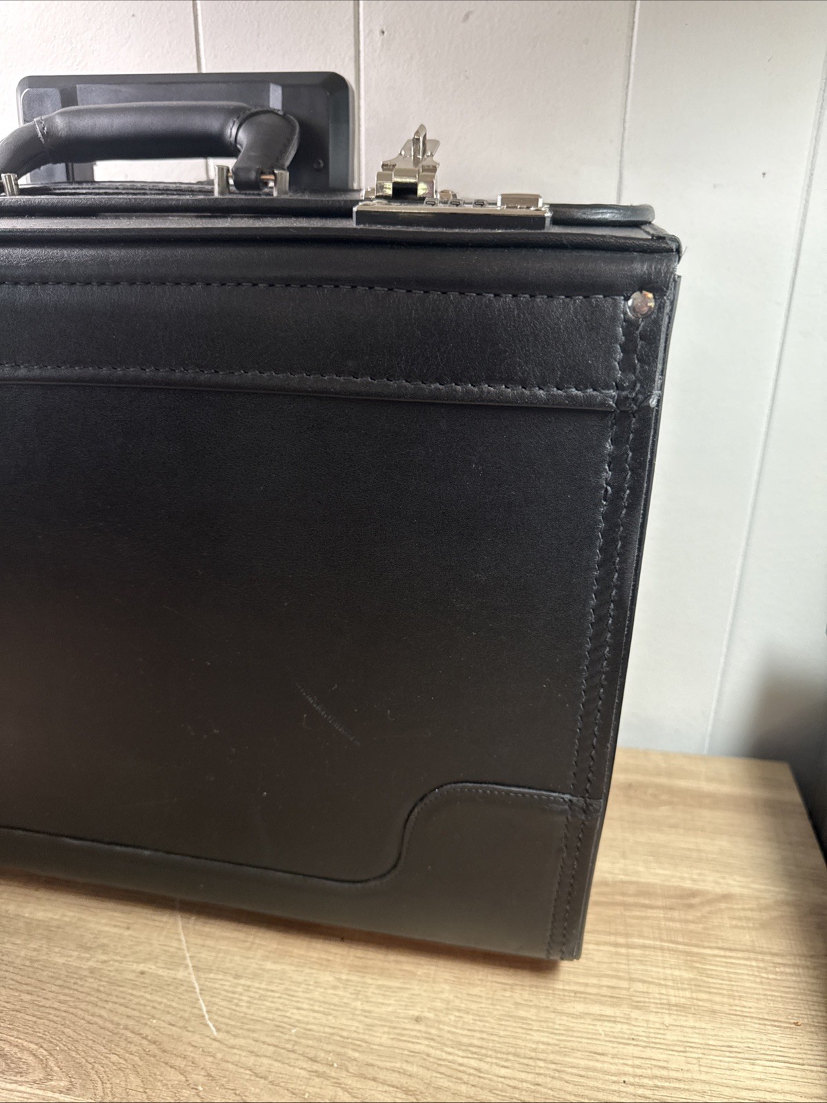 Korchmar Black Leather Attache Briefcase for Lawyers, Pilots, and Physicians