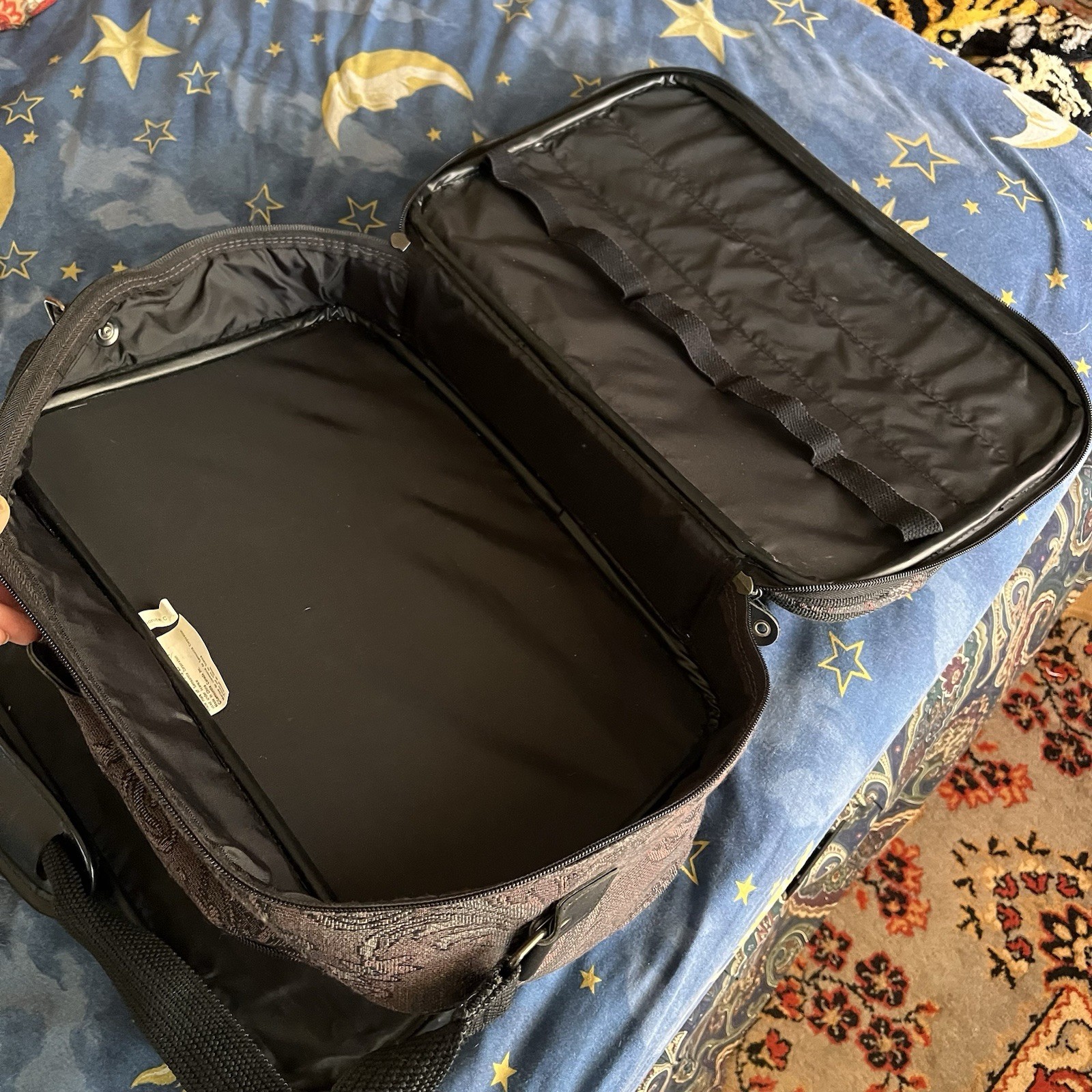 Vtg Samsonite Luggage Carry On Travel Silhouette 5 V Bag Fabric Paisley Floral