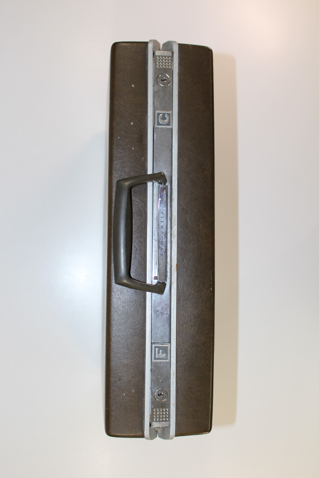 VTG Samsonite Briefcase Hardcover Luggage Travel Hard Trunk Brwn Shell MCM Metal