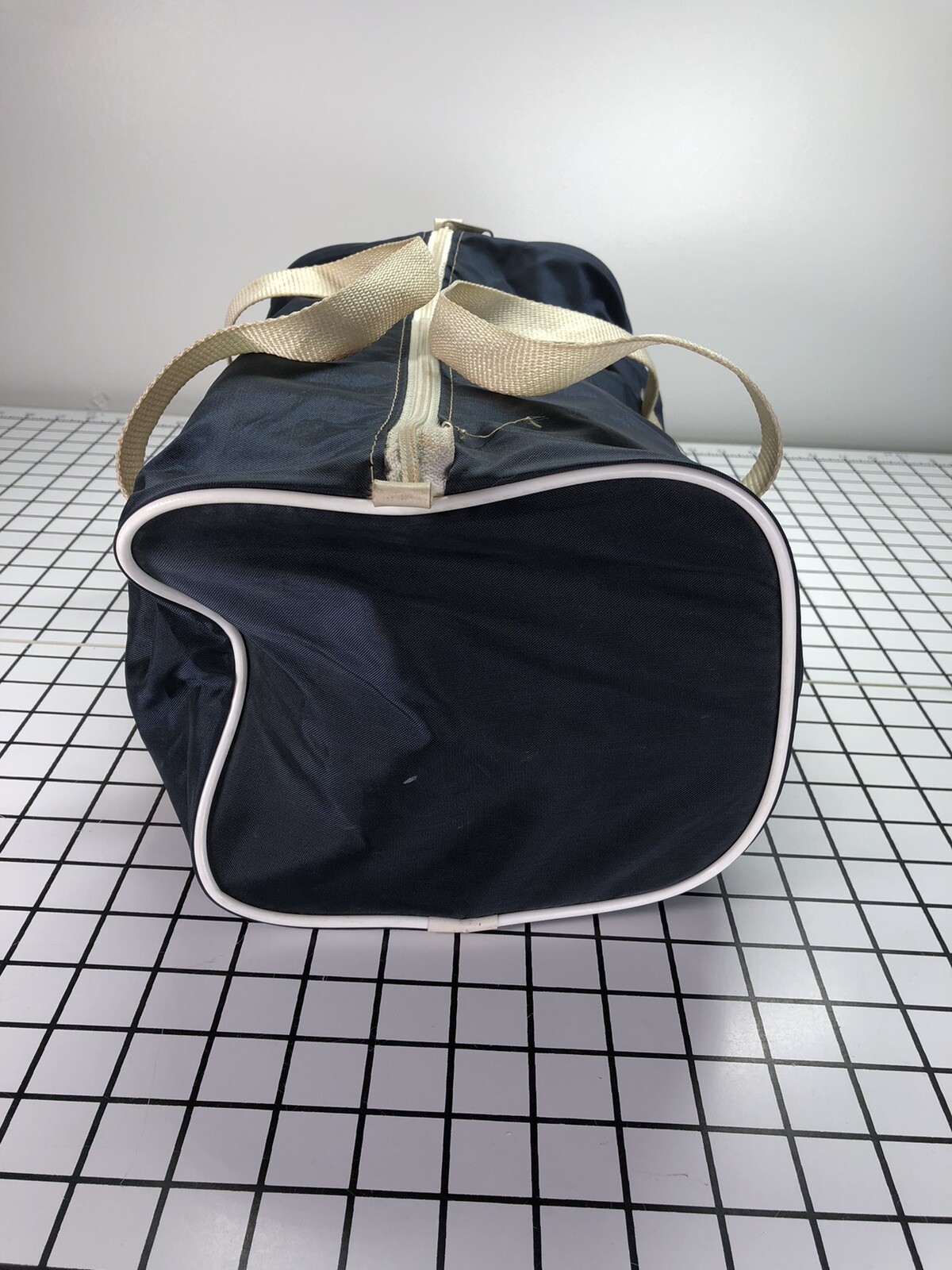 Vintage Brunswick Nylon Tote Carry-On Overnight Bag 14” Navy Blue White READ