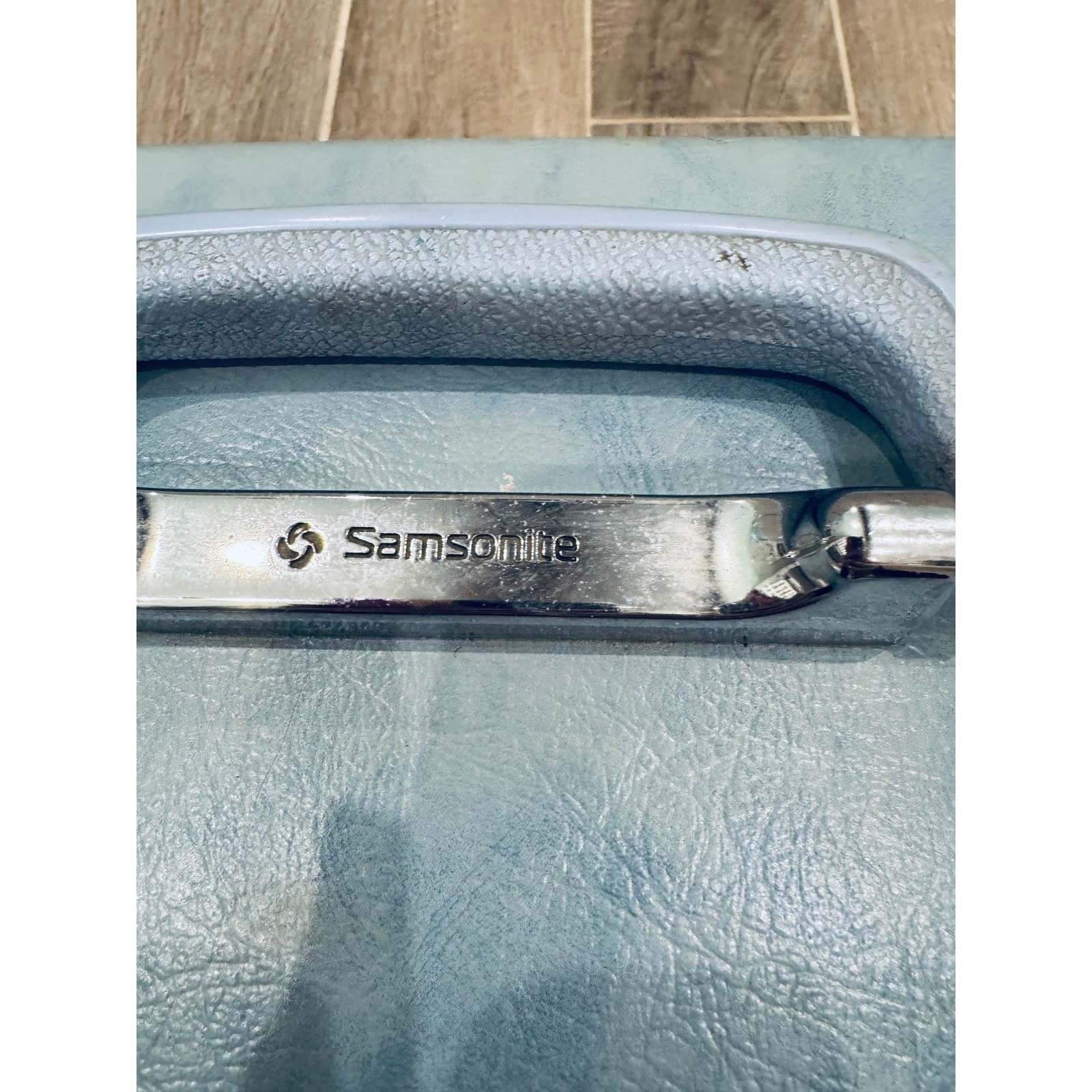 Vintage Samsonite Profile Blue Train Case Cosmetic Makeup Case Retro Mirror Tray