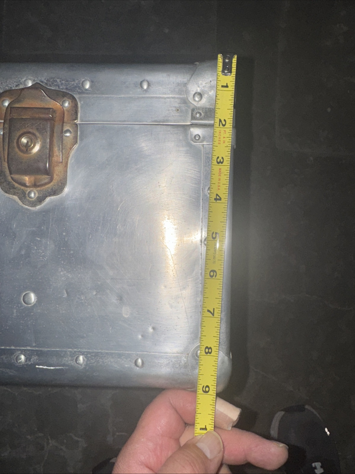 Vintage Art Deco Machine Age Riveted Aluminum Suitcase