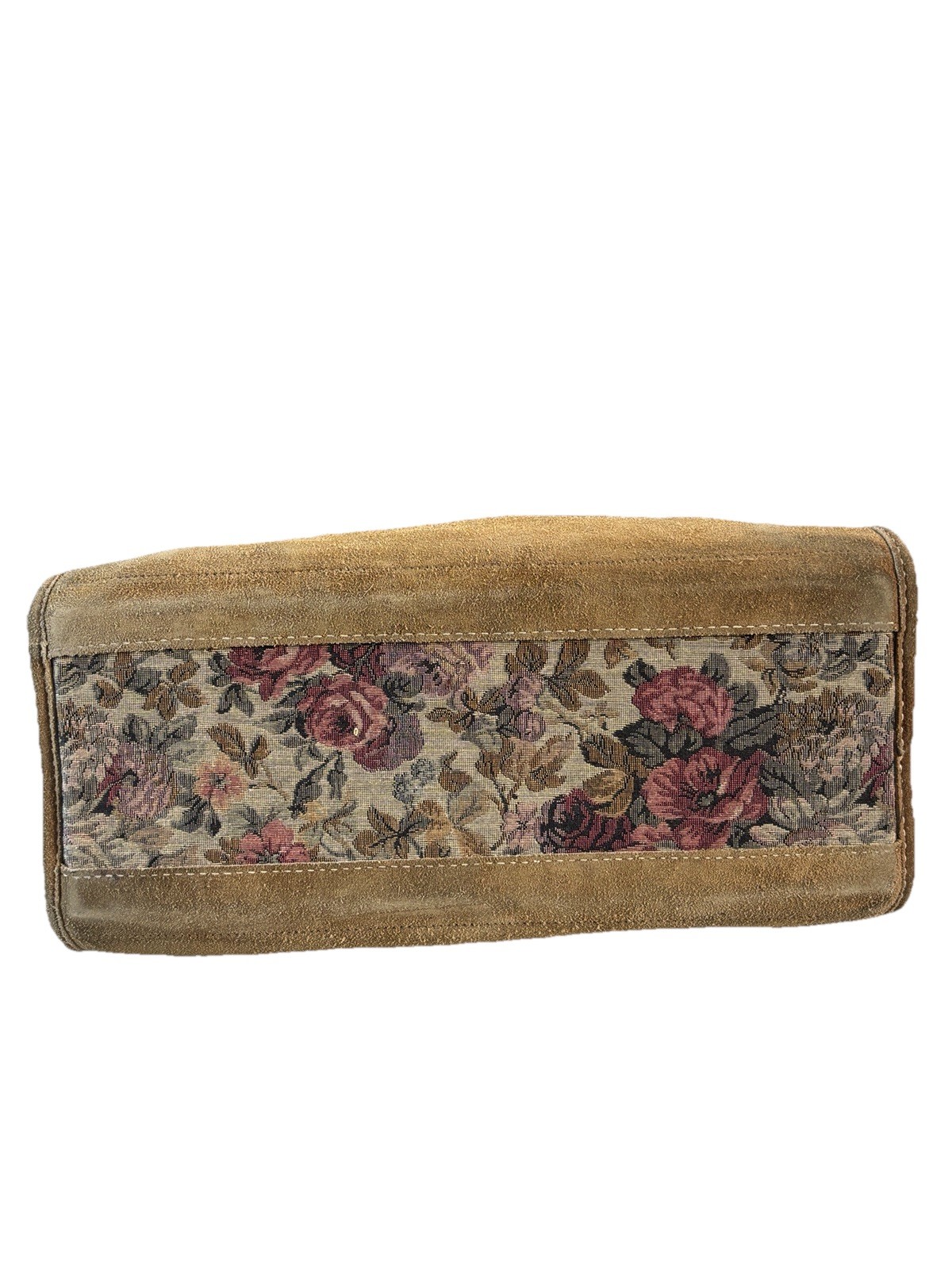 Vintage French Luggage Company Floral Travel Overnight Bag Tapestry Suede