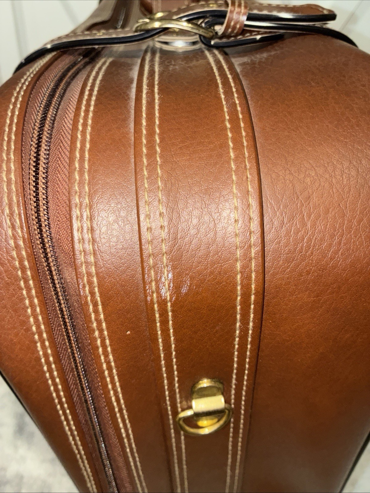 Vintage Large 1980s Brown Rolling Suitcase Taiwan ROC Garment Luggage Clean