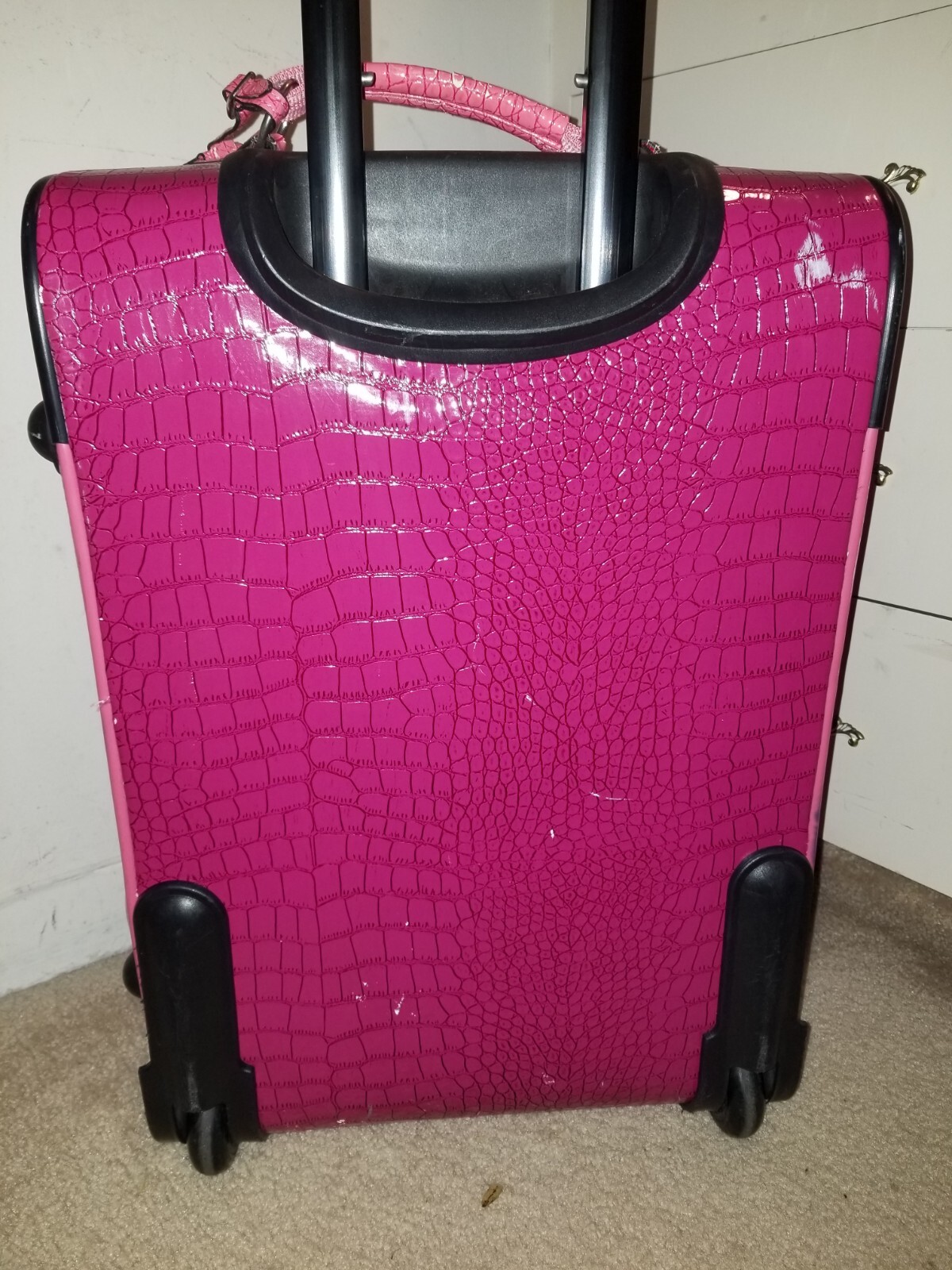 Vintage G by Guess Faux croc pink luggage carry on