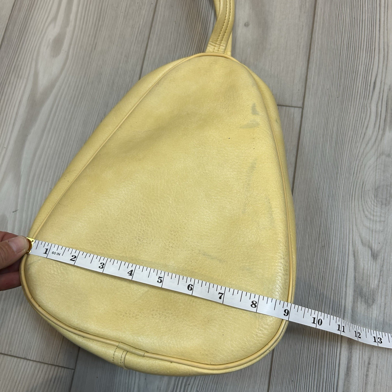 Vintage Vinyl Zipper Overnight Travel Suitcase Bag Butter Yellow Handle