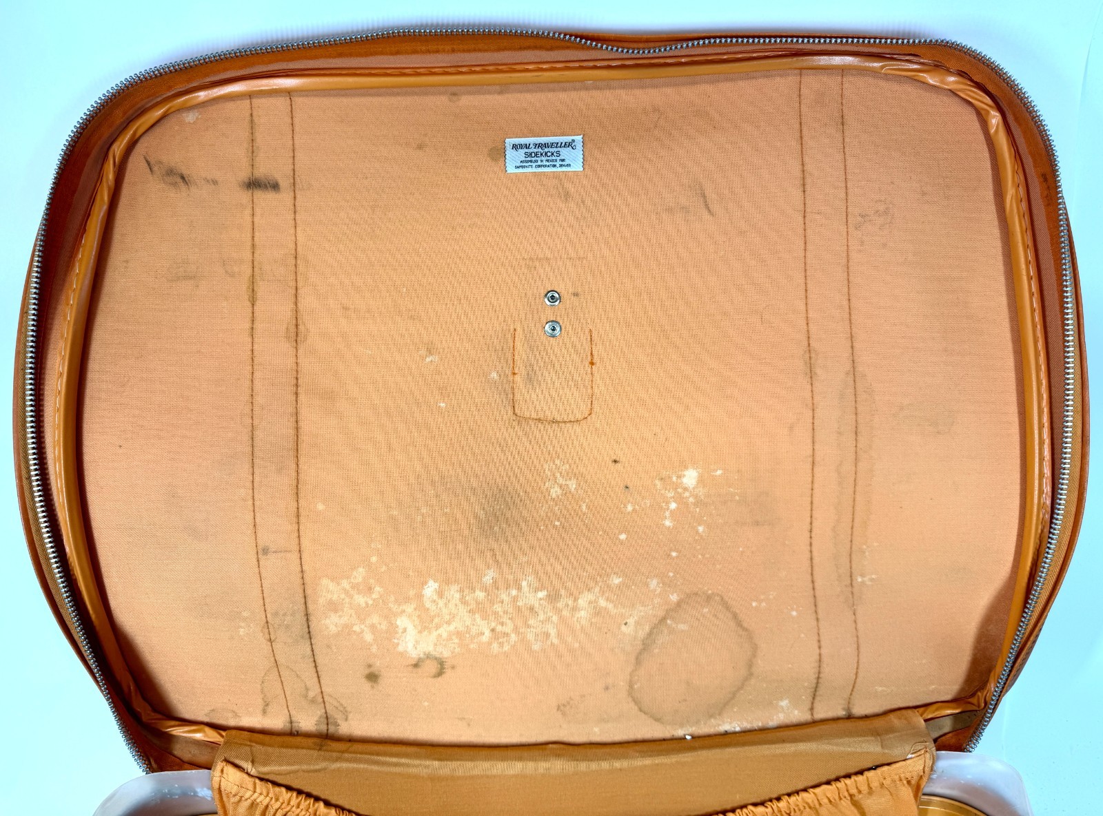 Royal Traveller Sidekicks Vintage 70s Retro Bright Orange Leather Suitcase Set