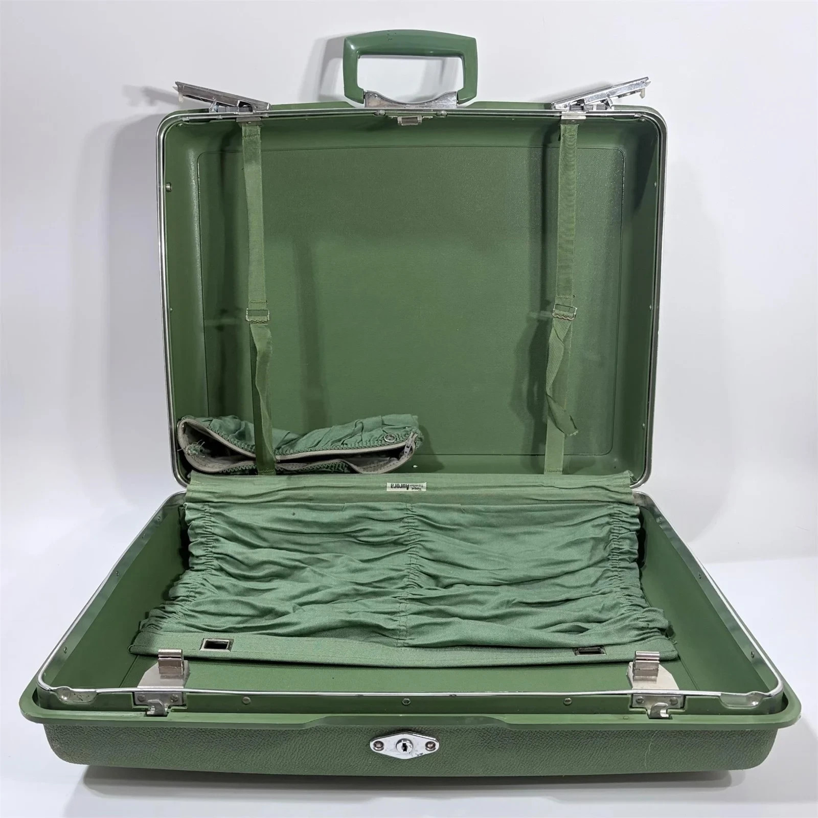 Vintage Green Royal Traveller Hard Shell Suitcase Luggage 17x22x7 – Mid Century
