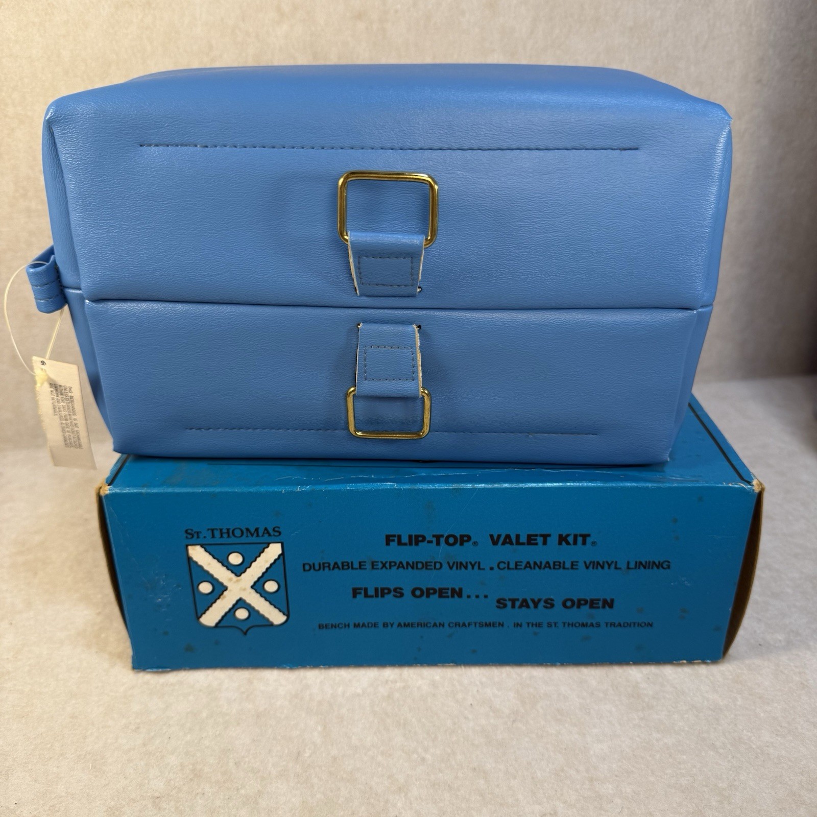 Vintage Luggage Valet Travel Case Grooming Kit Flip-top Toiletries Bag 1960s NEW