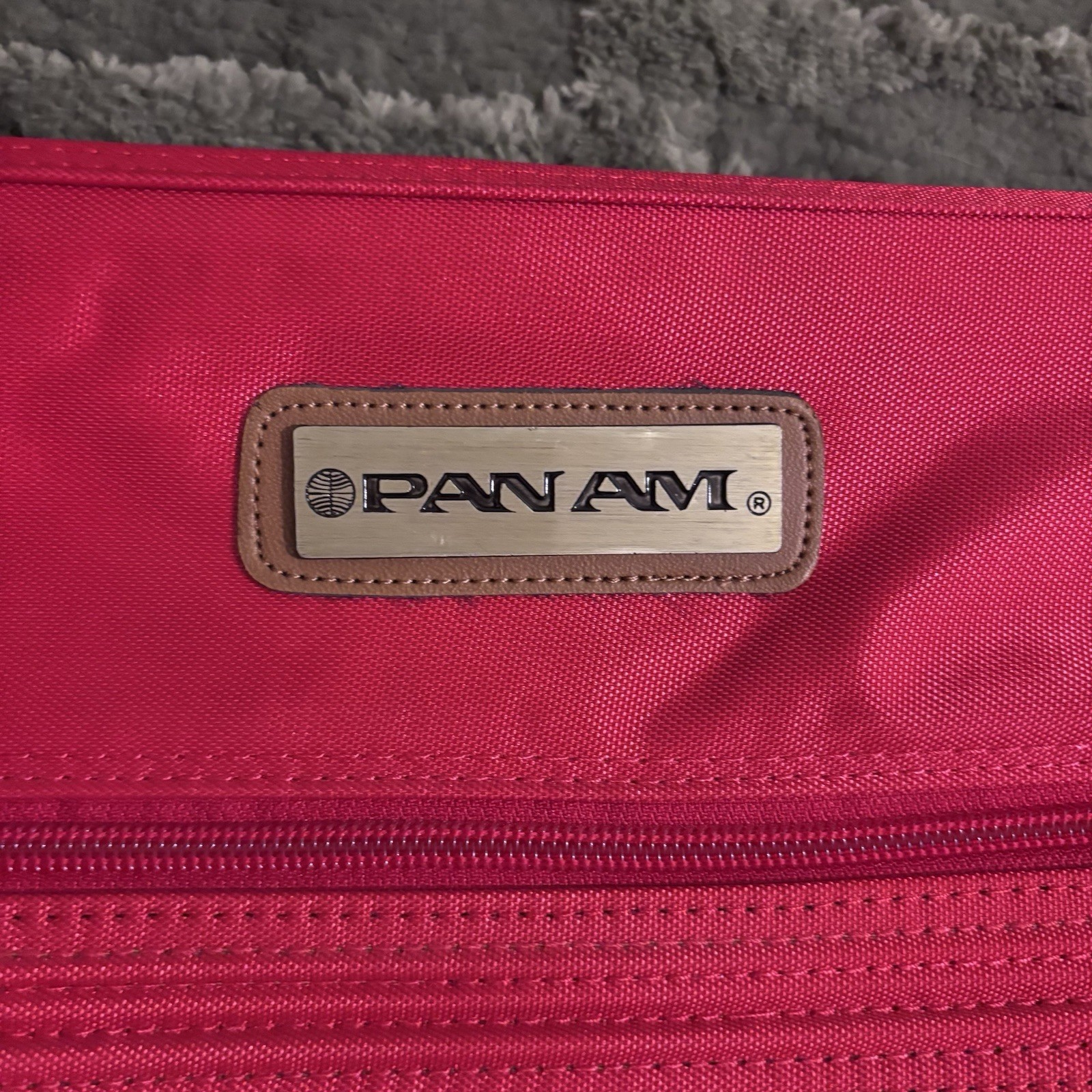 Vintage Pan Am Garment Bag Red Travel Carry On Suit Bag W/ Original Lock Key