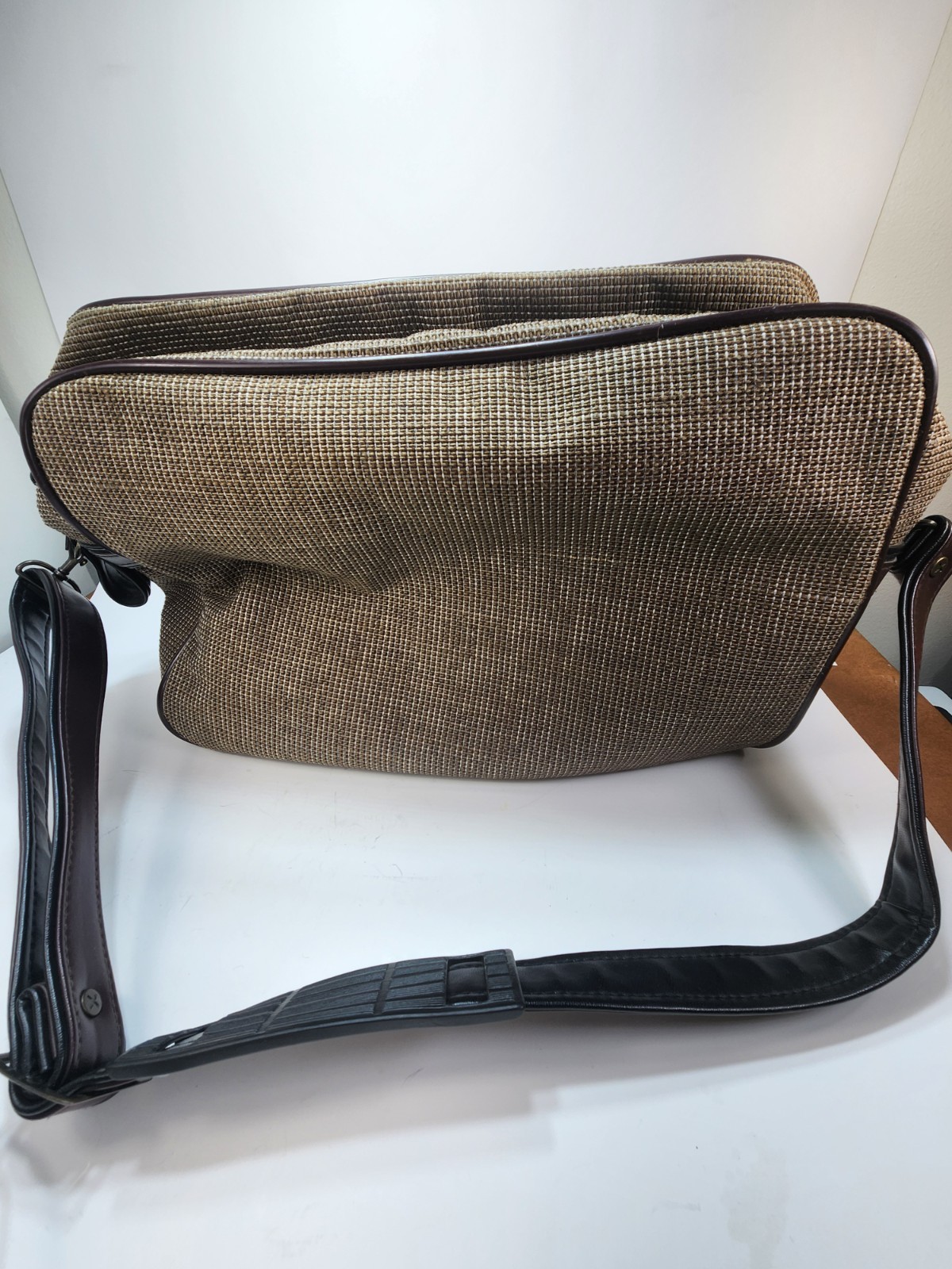 Vintage Bonjour Brown Tweed Carry-On Overnight Travel Bag