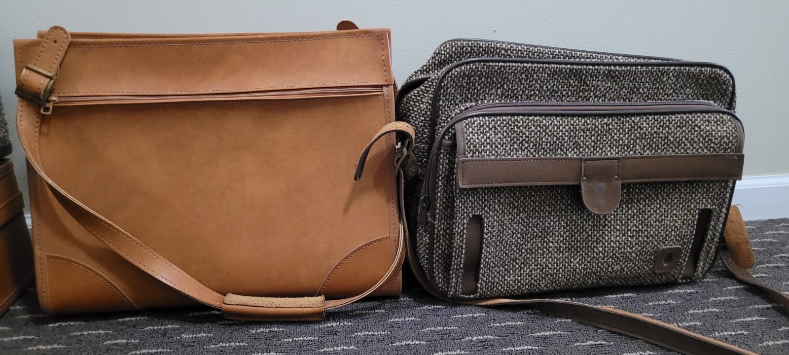 Vintage Hartmann Belting Luggage, Tweed and Leather 4-Piece Set, 1960s