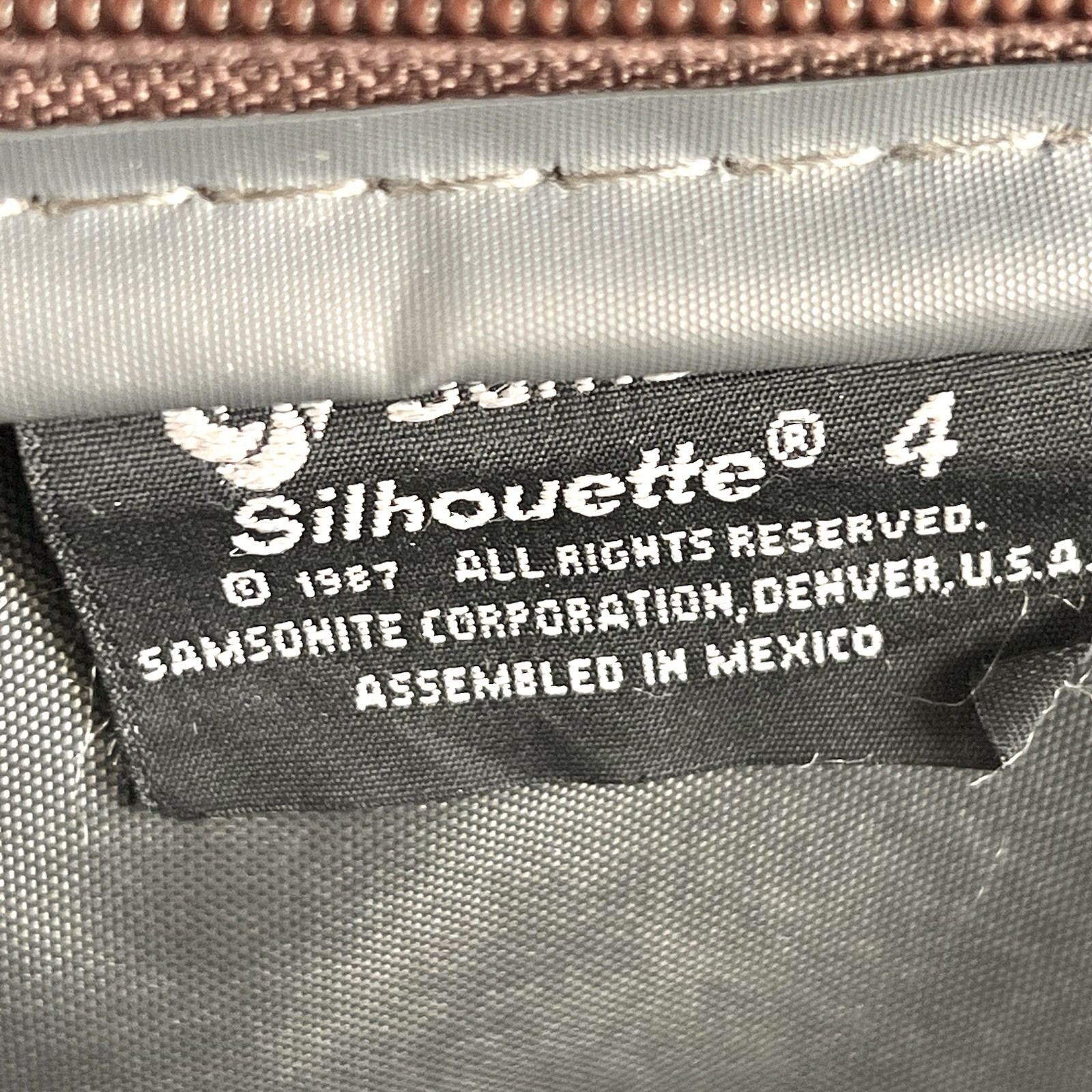 1987 Samsonite Silhouette 4 Luggage Travel Bag W/Strap Vintage Brown Tweed