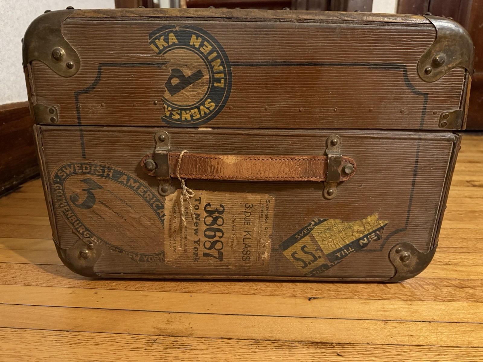 Swedish Steamer Trunk Pegasus Alstermo Bruk Swedish American Line Travel Chest