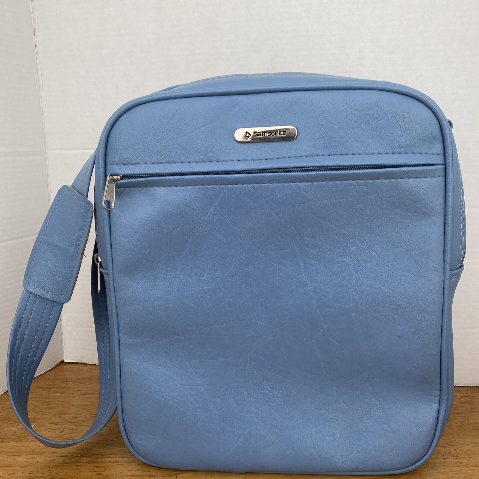 Vintage Samsonite Silhouette Carry On Overnight Travel Bag Blue Adjustable Strap