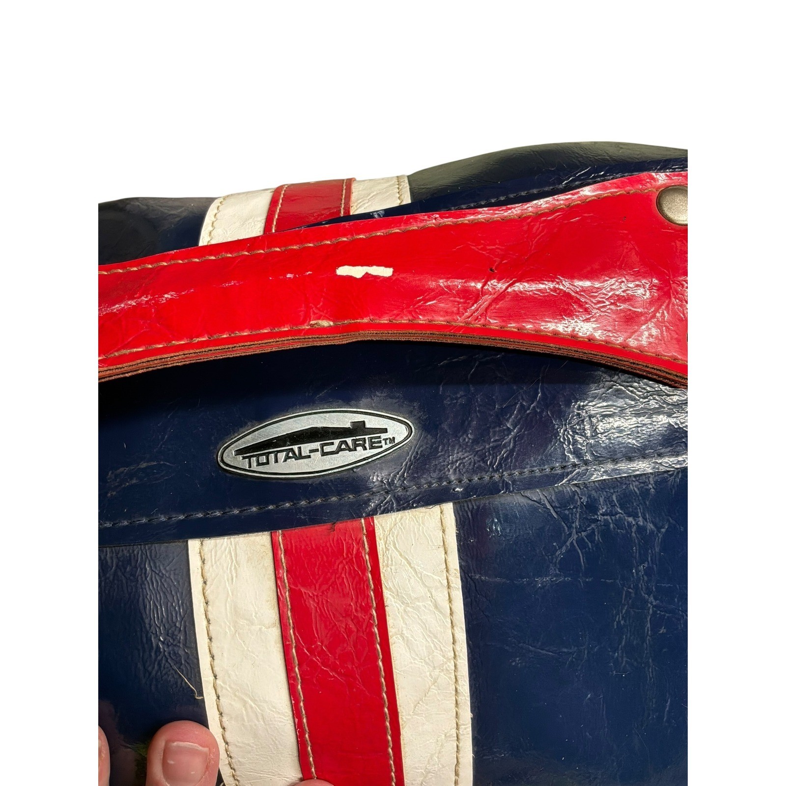 [Retro] Unisex Total-Care Vintage Barrel Duffel Bag OS Navy Red White