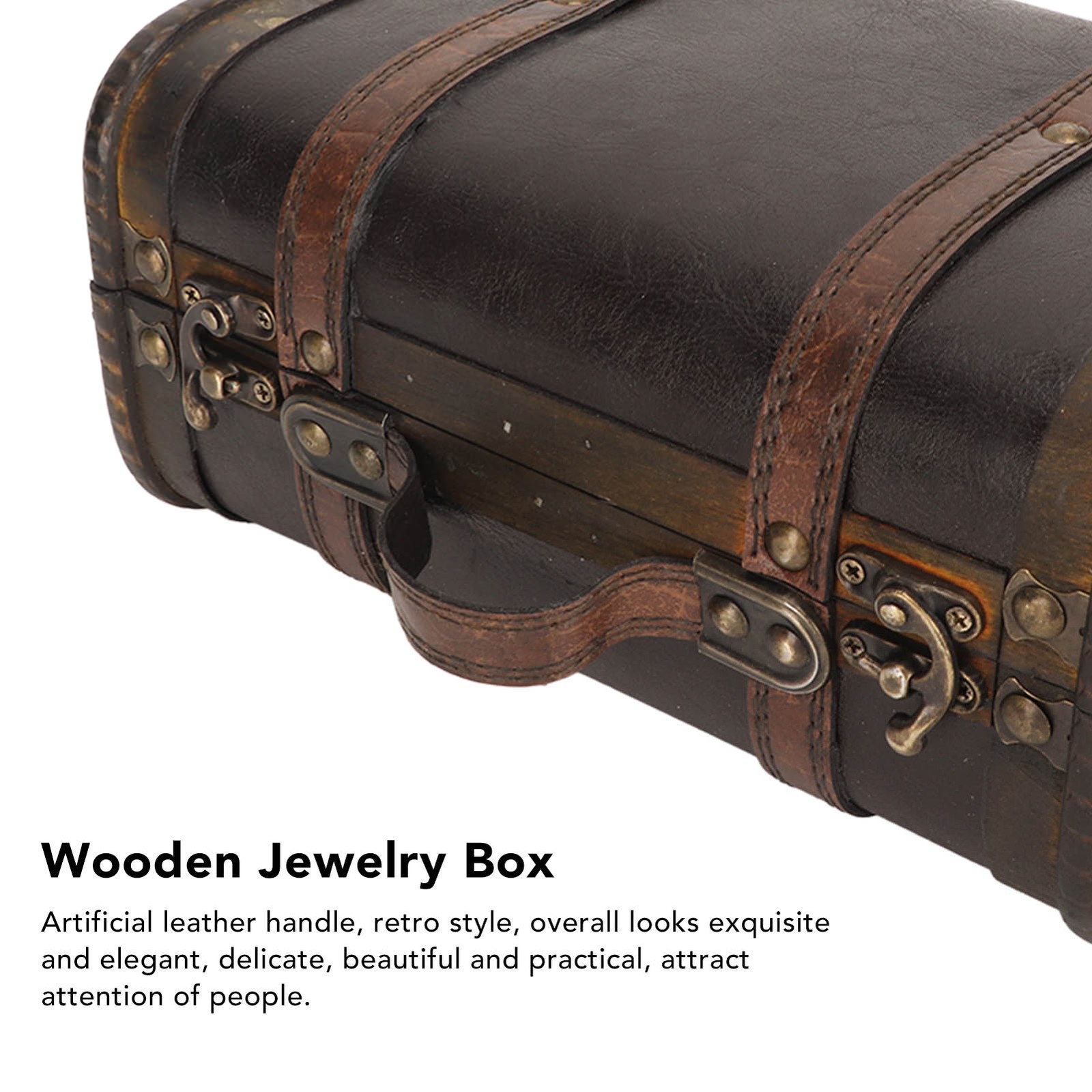 Retro Wooden Suitcase Practical Large Capacity Necklace Box For Travel NEW↑