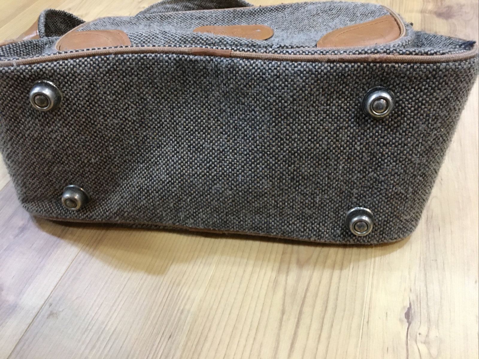 VTG 80s Pierre Cardin Brown Tweed Carry-On Shoulder Bag Strap Weekend Travel