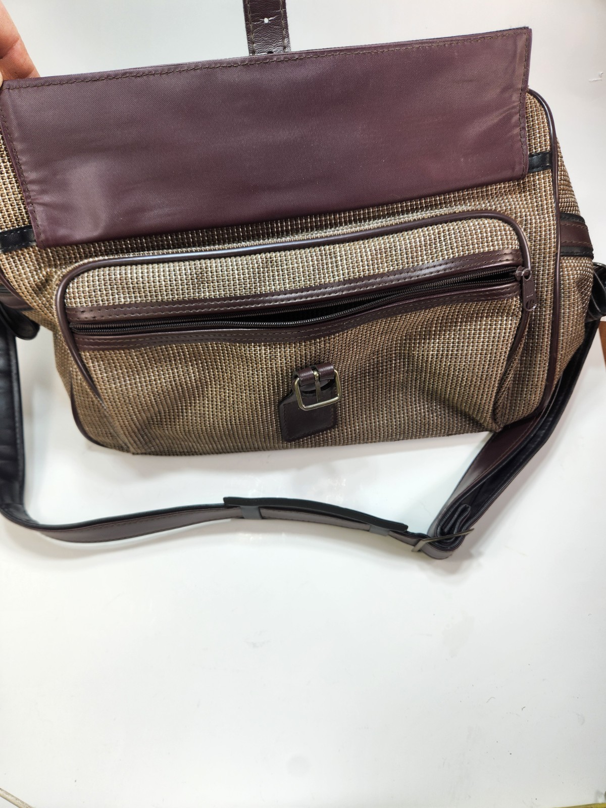 Vintage Bonjour Brown Tweed Carry-On Overnight Travel Bag