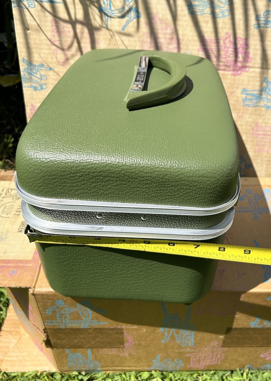 Vintage Avocado Green Luggage 3 Piece Set Hard Shell Suitcases in Boxes, No Key