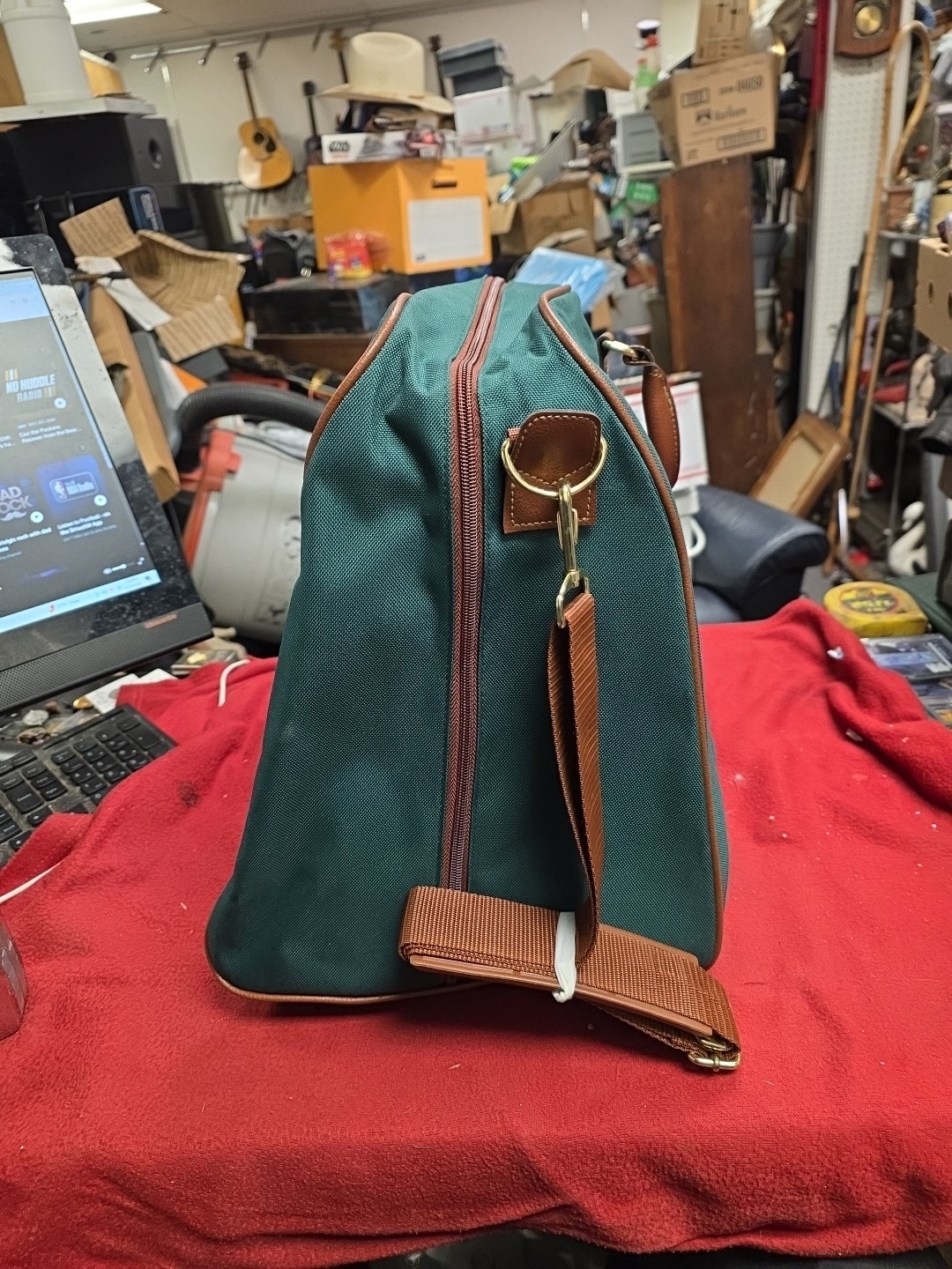 Vintage Polo Ralph Lauren Large Green Duffel Bag/Overnight Bag Canvas/Leather