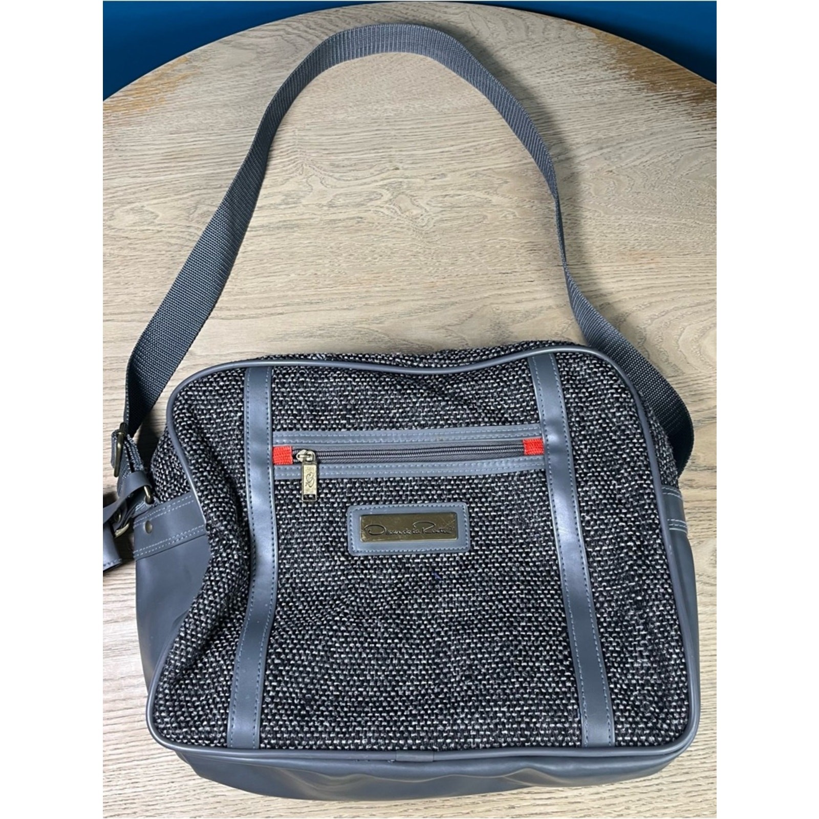 Oscar De La Renta Vintage 80s Travel Bag Gray Tweed Carry On Luggage
