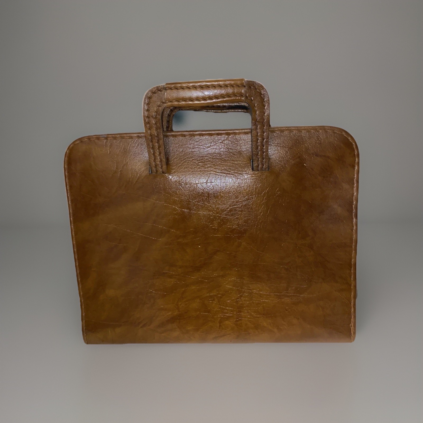 Vintage Brown Vinyl Bond Street Portfolio Briefcase 1970s With Handles Zipper
