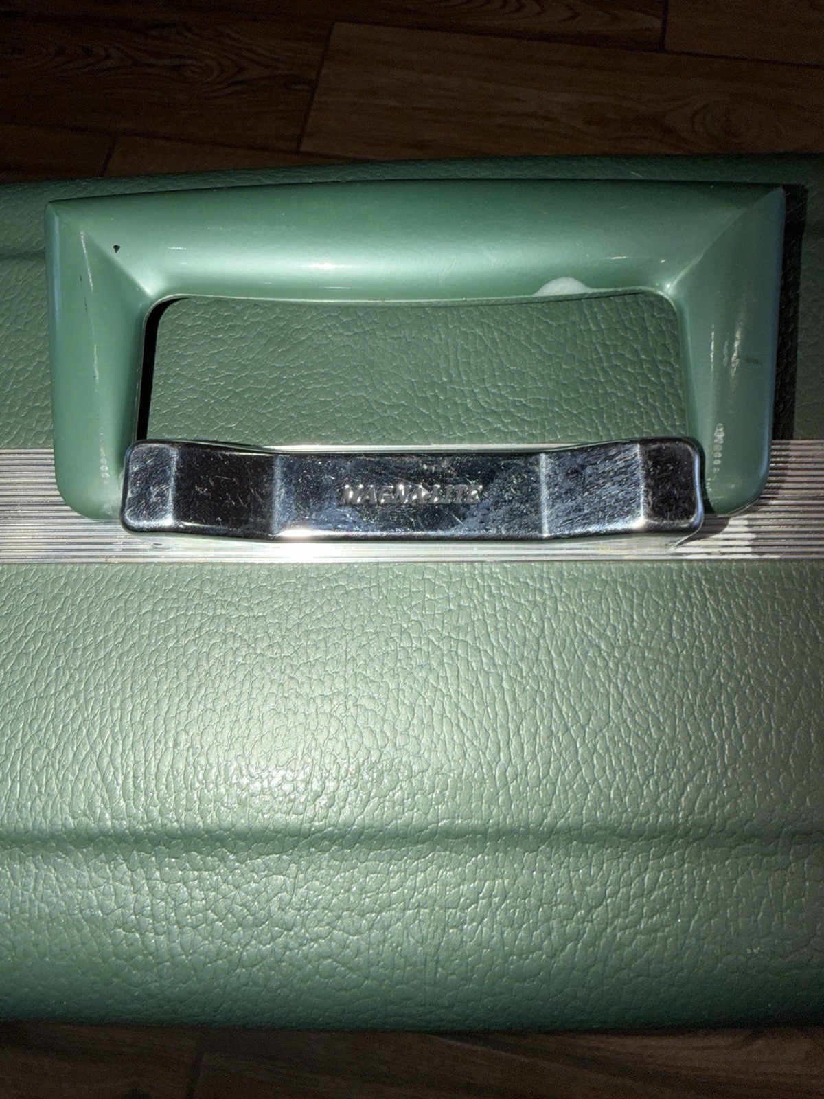 Vintage Magna-Lite Suitcase Green with Silver Accent Luggage With Original Keys
