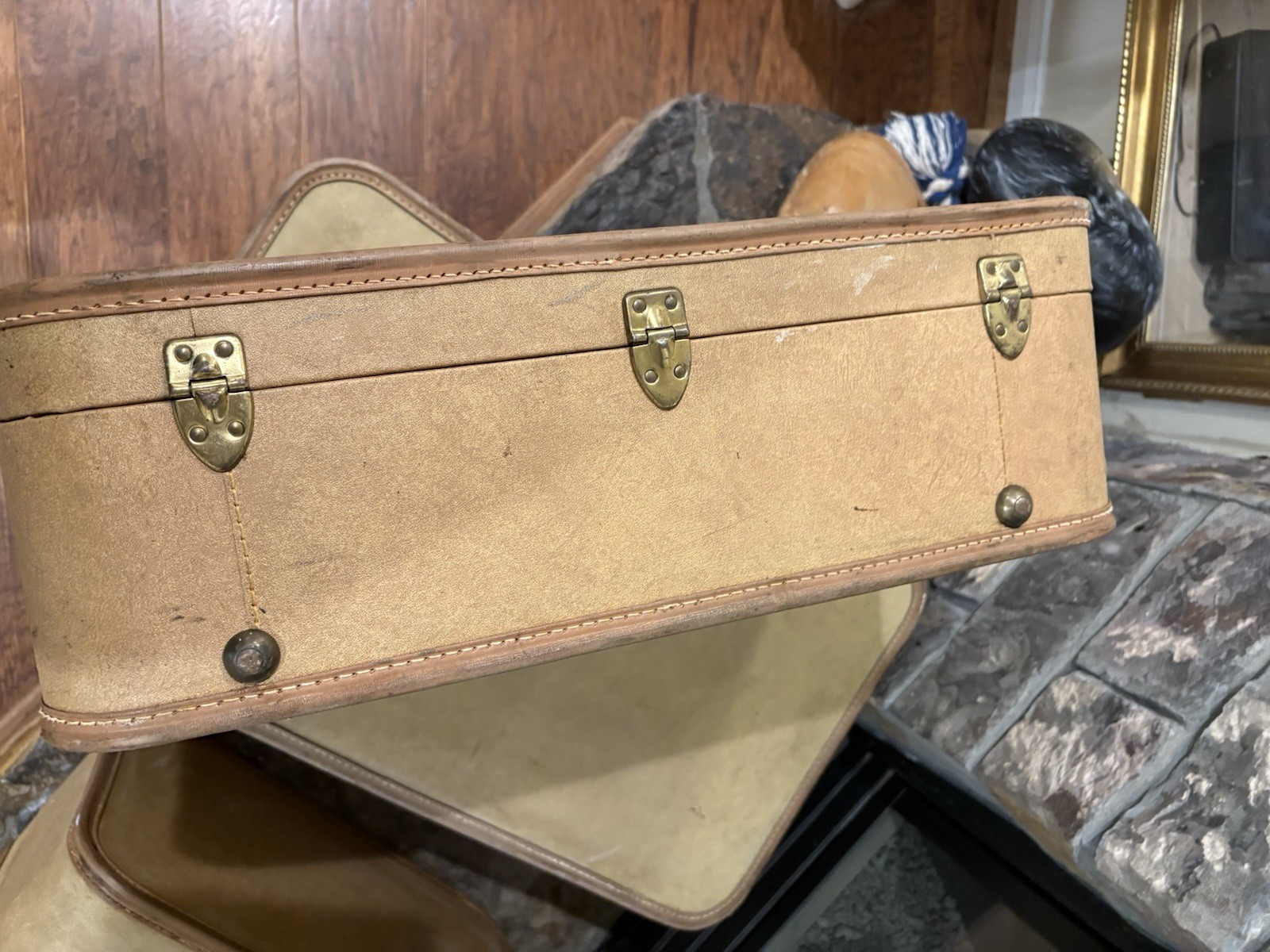 Rare Set Of 3 Matching VTG Sears JC HIGGINS LUGGAGE SET 40s 50s Tan Home Decor